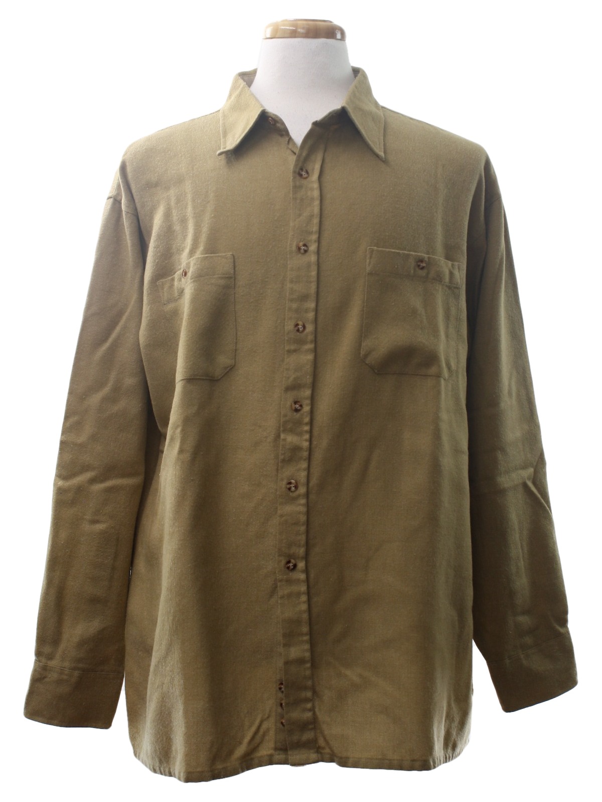 1980's Shirt (John Blair): 80s -John Blair- Mens tan, longsleeve ...
