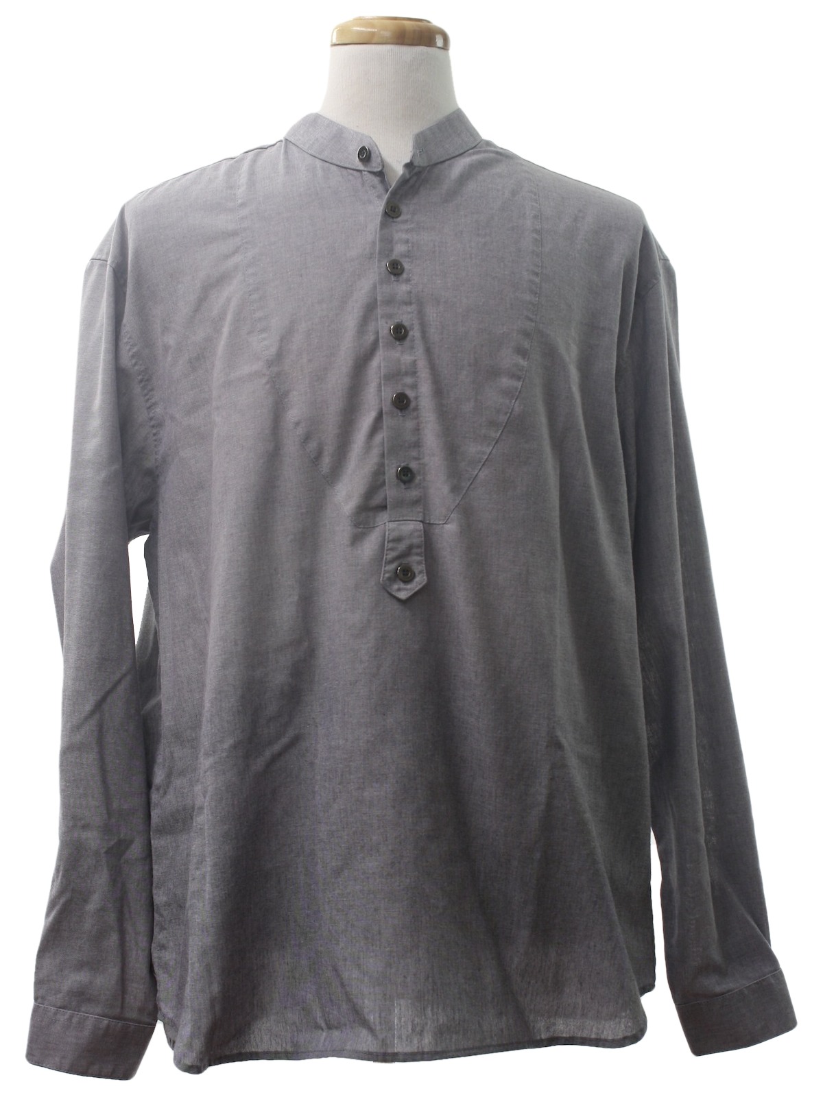 Western Shirt: 90s -Wah Maker- Mens grey background cotton longsleeve ...