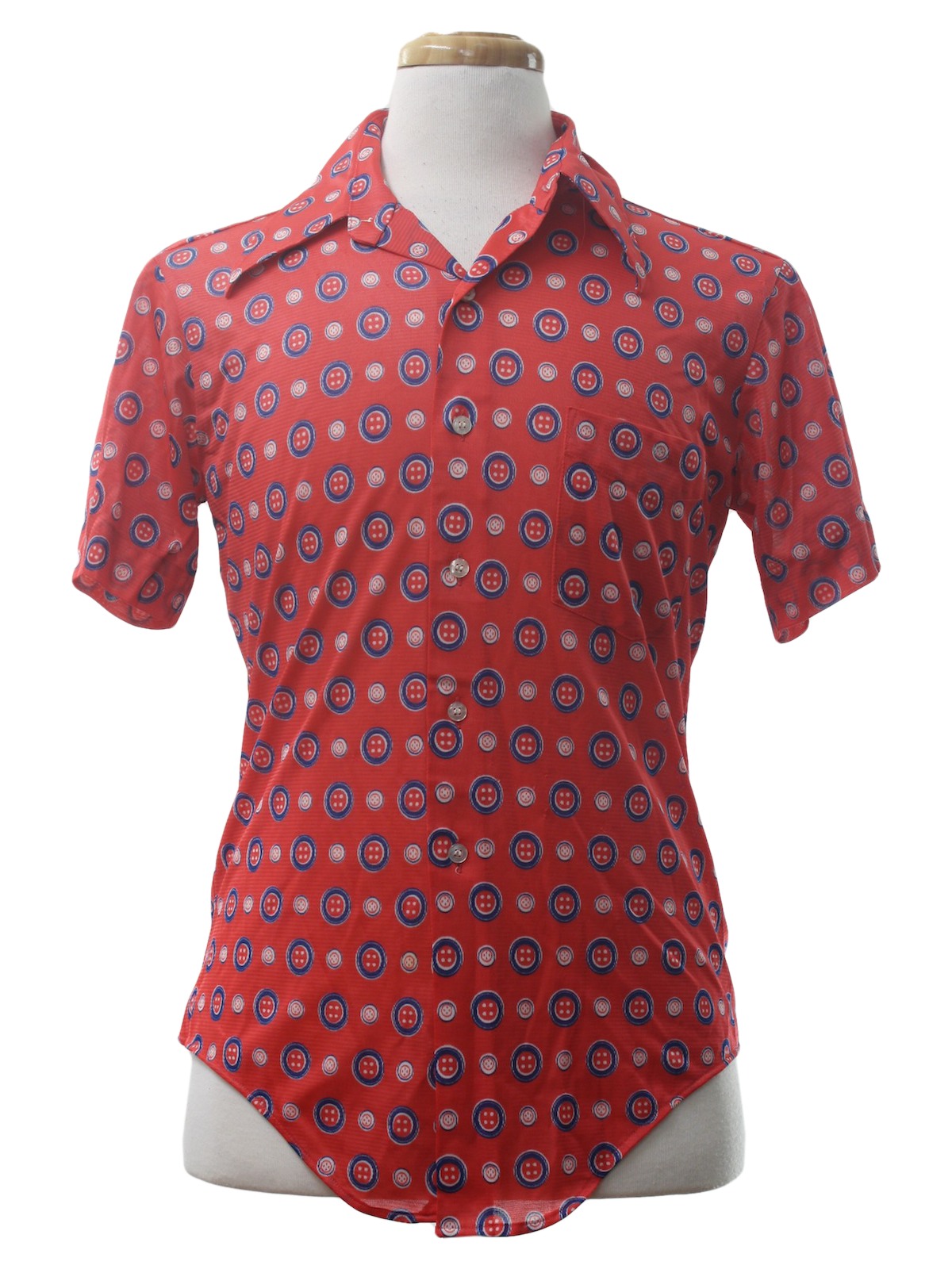 1970's Print Disco Shirt (Marlboro): 70s -Marlboro- Mens red background