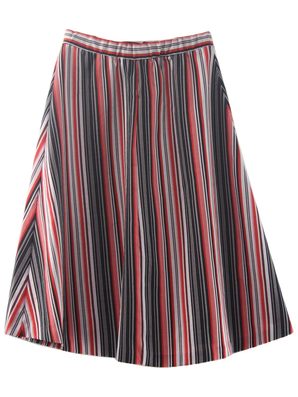 70s Retro Skirt: 70s -Stockton- Womens white, black and red polyester ...