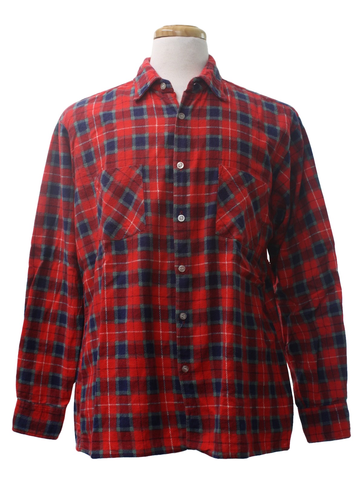Vintage Dickies 90's Shirt: 90s -Dickies- Mens red background with navy ...