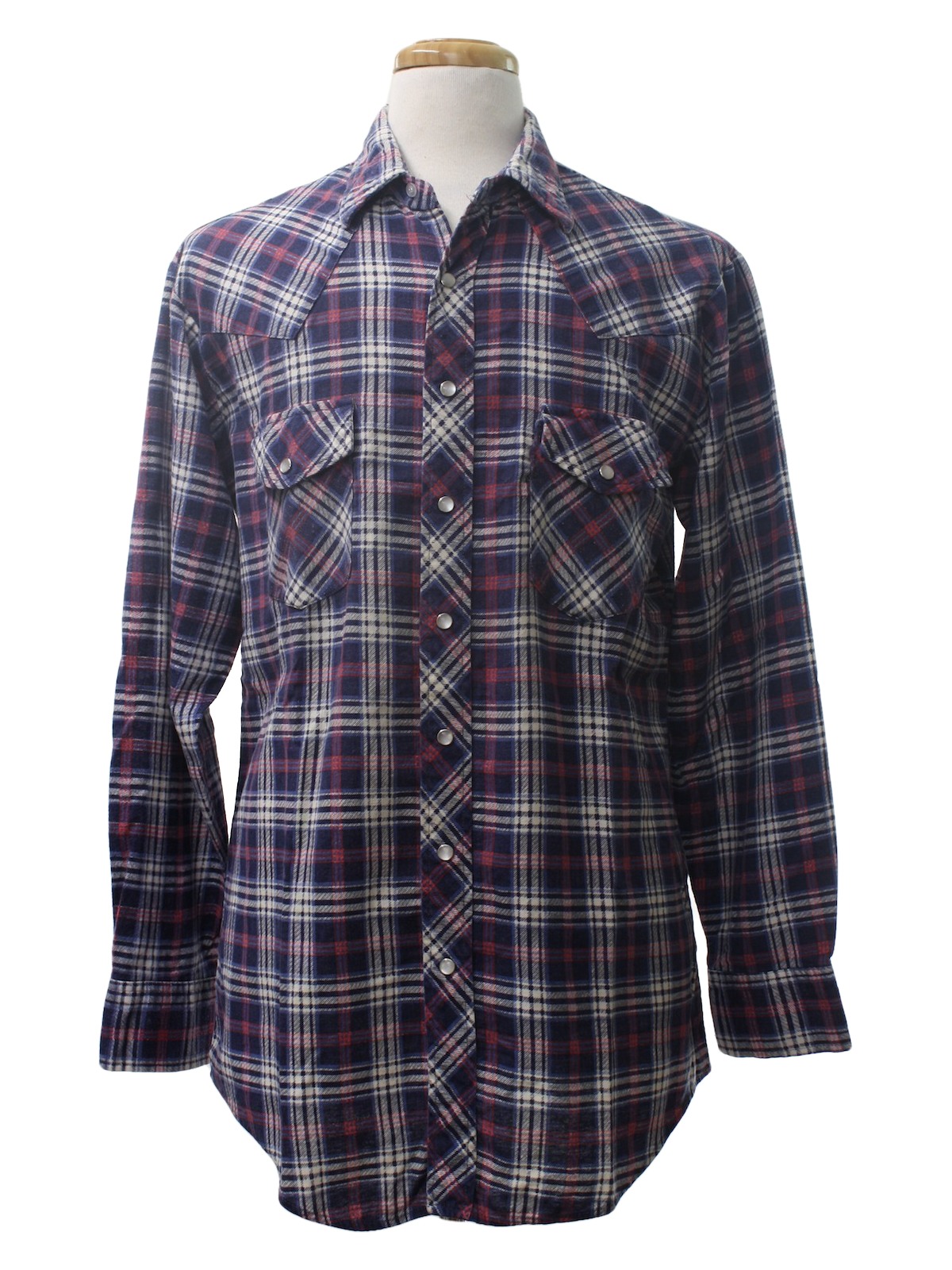 Spare Time 1990s Vintage Western Shirt: 90s -Spare Time- Mens navy blue ...