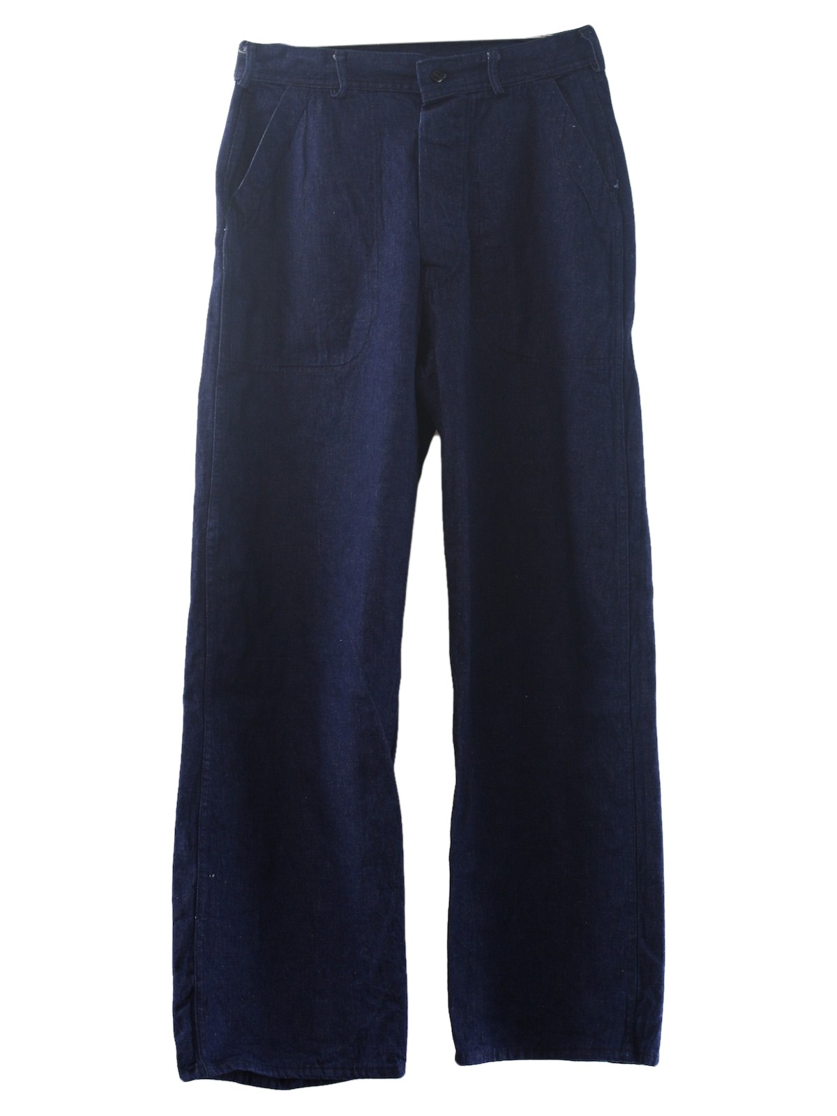 Retro 1980s Pants: 80s -Missing Label- Mens dark blue cotton polyester ...