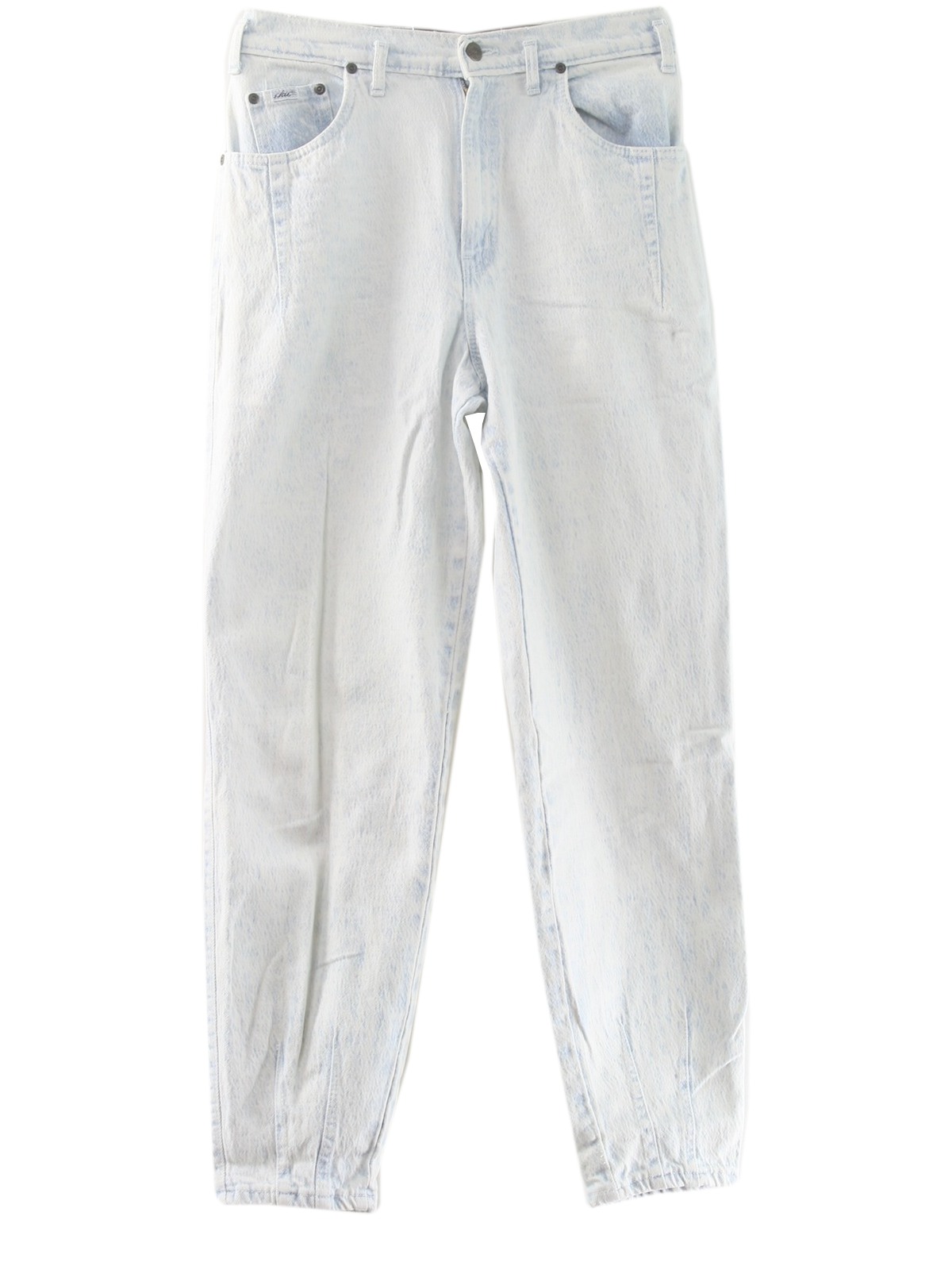 80s Retro Pants: 80s -Chic- Womens light blue denim background with ...