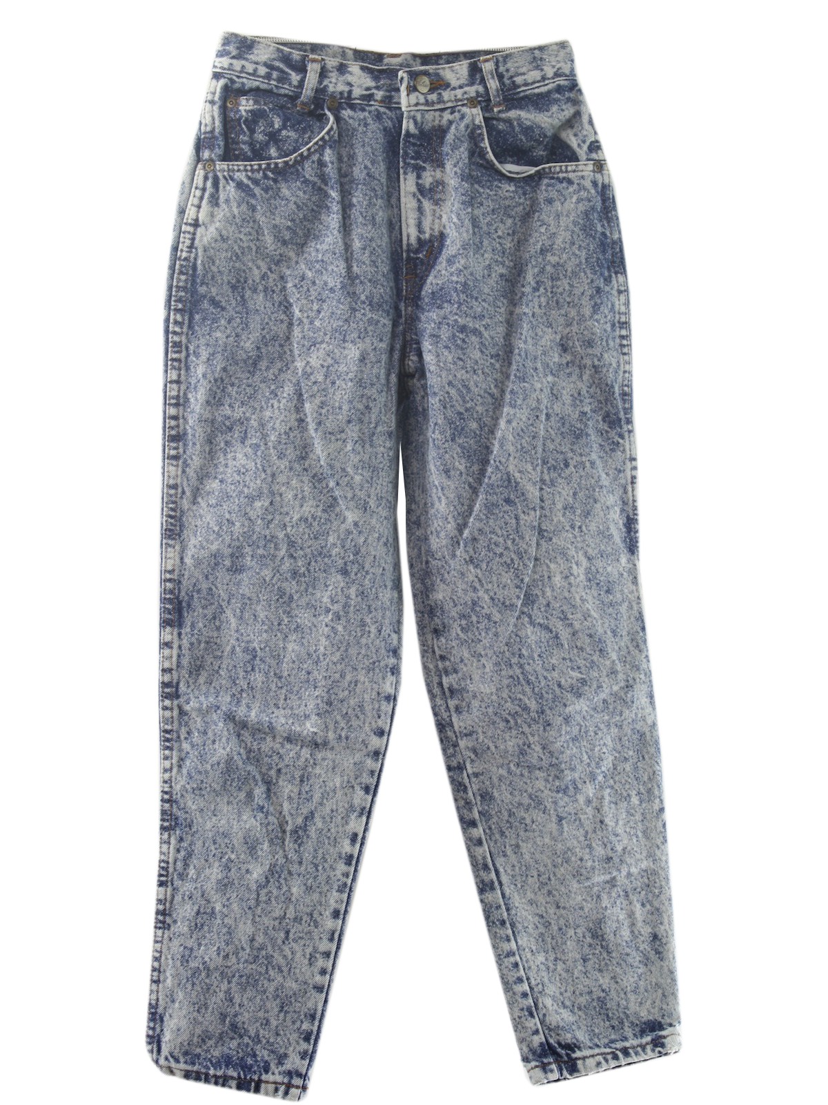 Retro 1980s Pants: 80s -Chic- Womens dark blue background, acid washed ...
