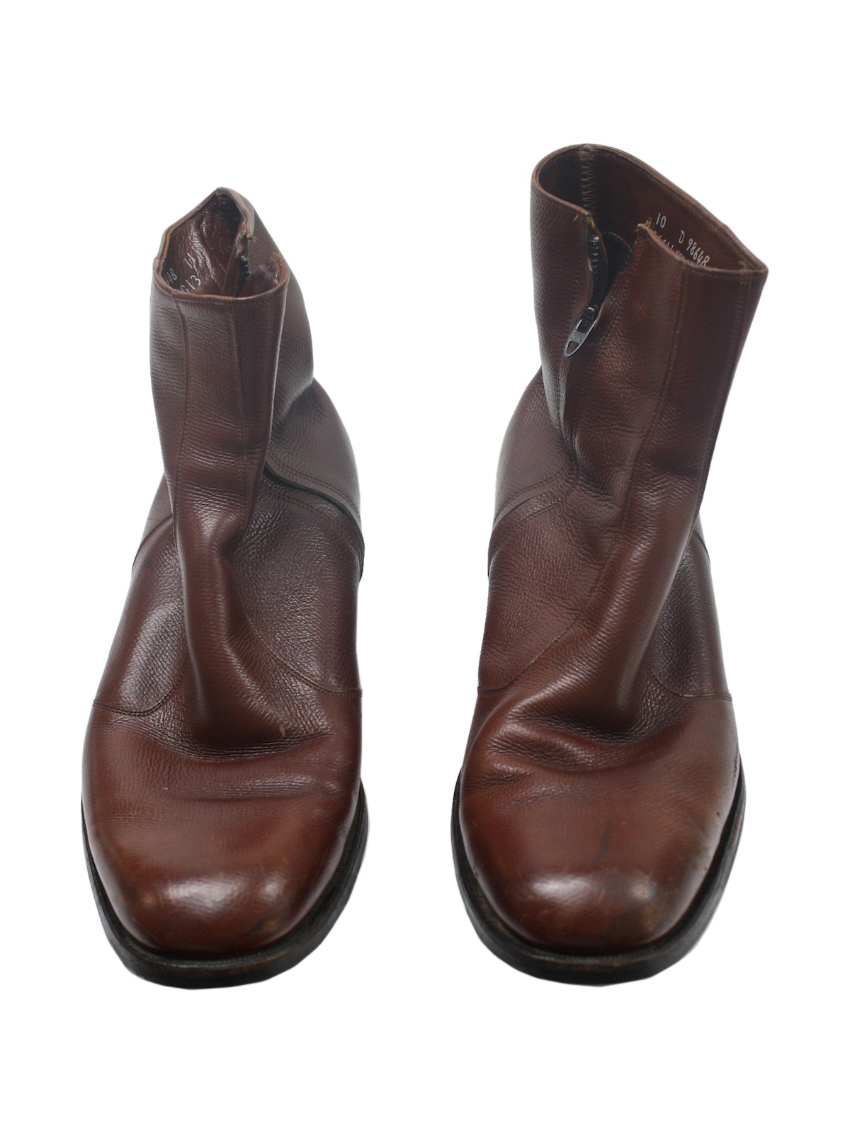 70s Vintage Shoes: 70s -No Label- Mens brown pebble grain leather ankle ...