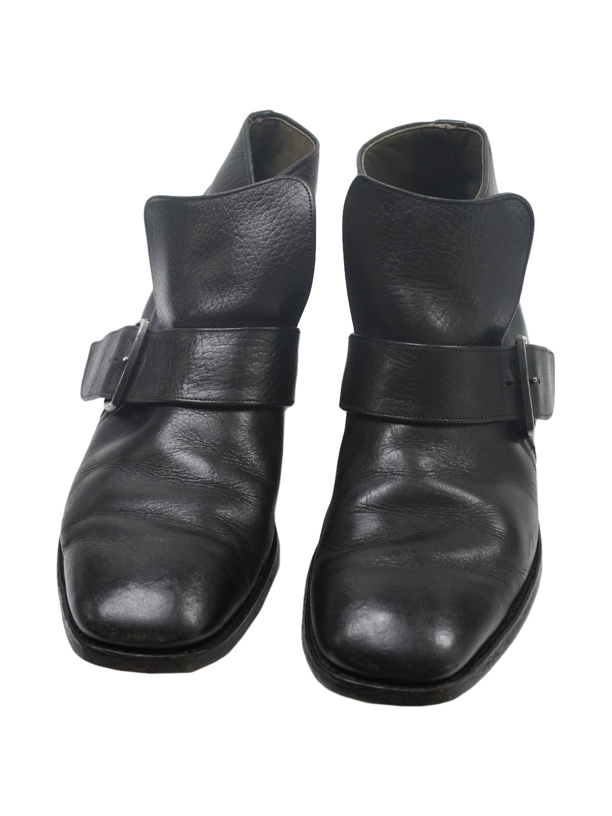 Retro 1970's Shoes: 70s -No Label- Mens black smooth leather ankle ...