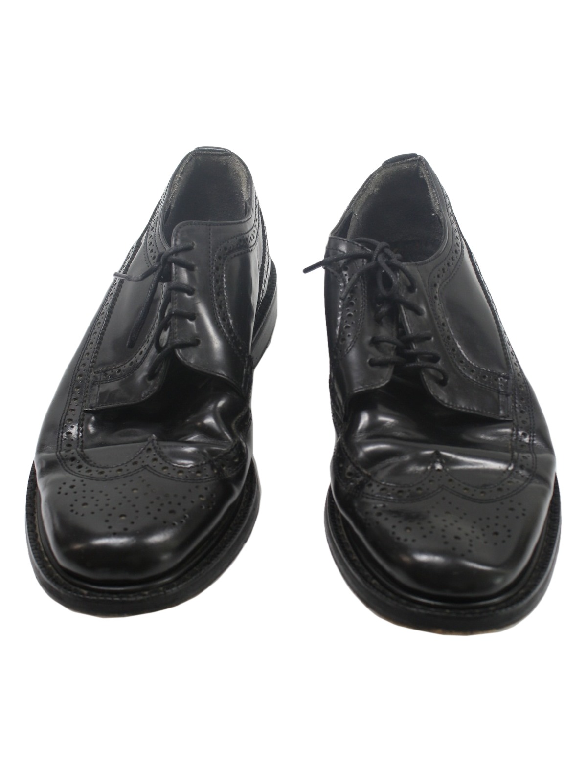 Retro 80's Shoes: 80s -Brentano- Mens black smooth vinyl wing tip ...