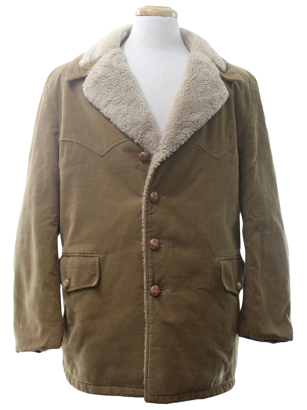 70's Peters Jacket: 70s -Peters- Mens taupe cotton blend corduroy with ...