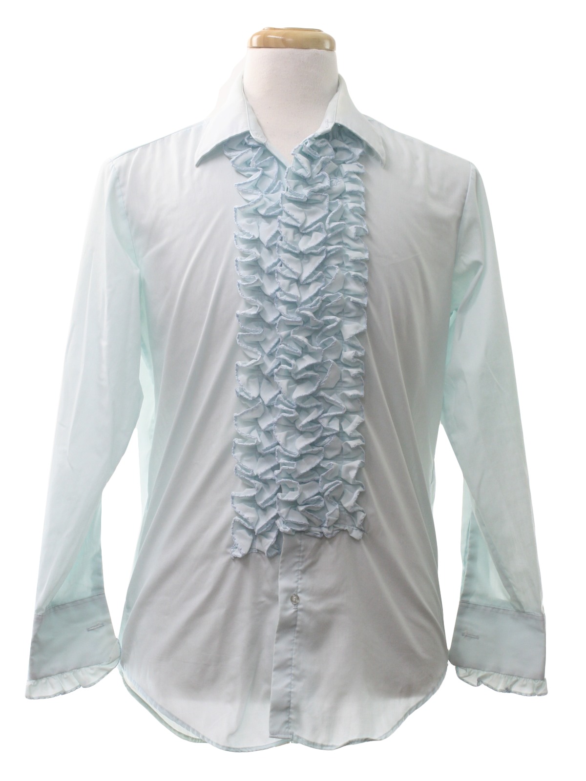 1970's Vintage Crystal Shirt: 70s -Crystal- Mens powder blue cotton and ...