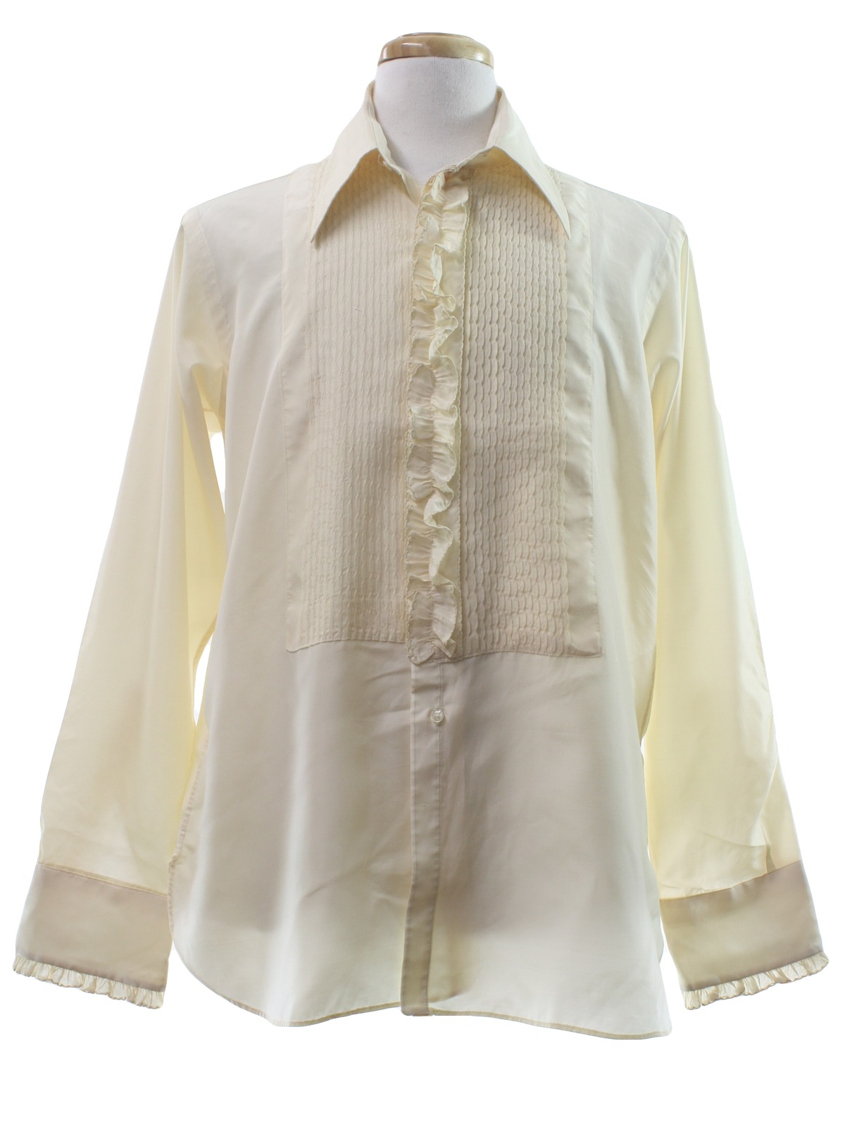 After Six 1970s Vintage Shirt: 70s -After Six- Mens ivory silky ...