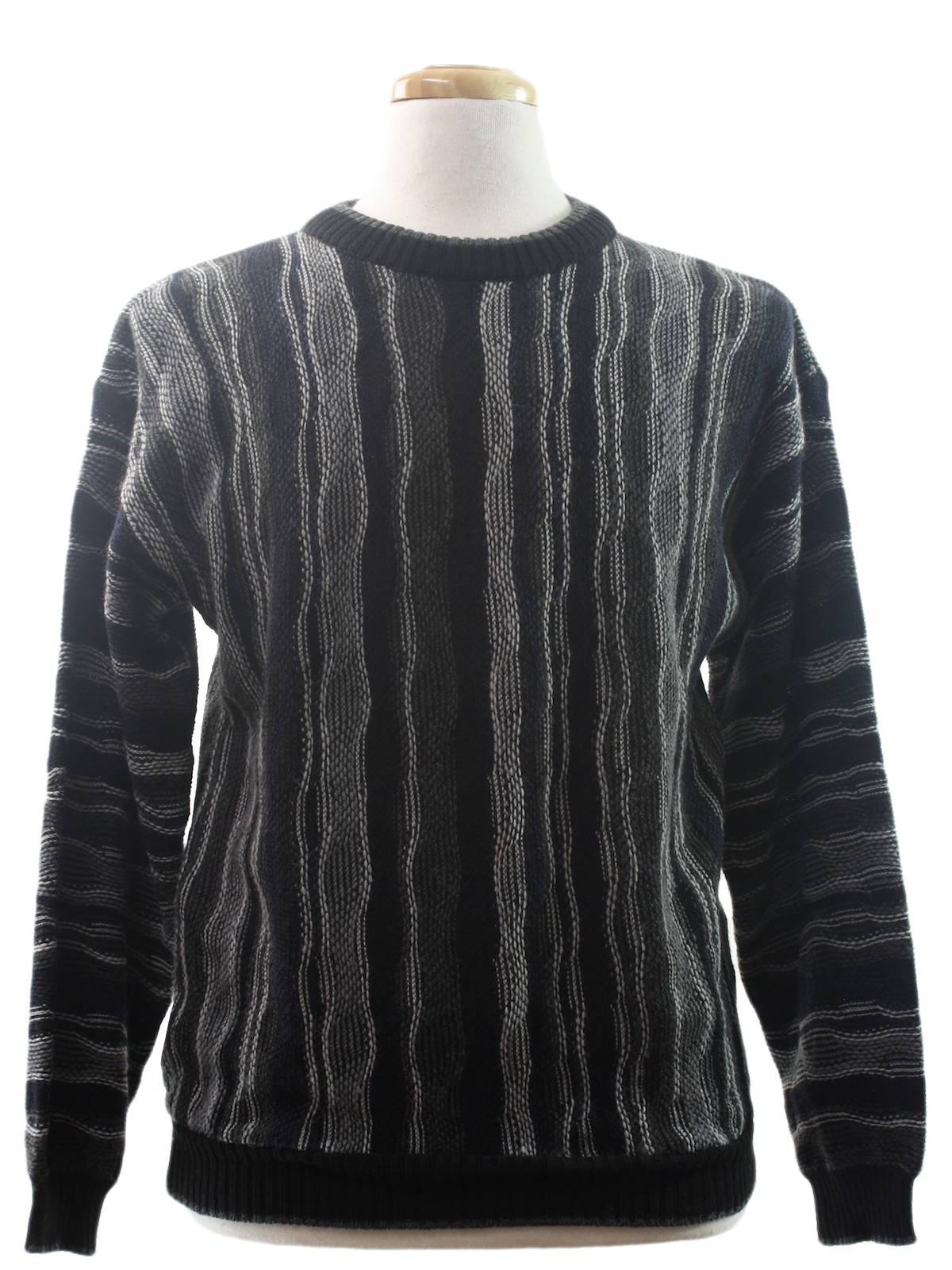 Vintage 1980's Sweater: 80s -Cortina Italia, Made in Italy- Mens black ...