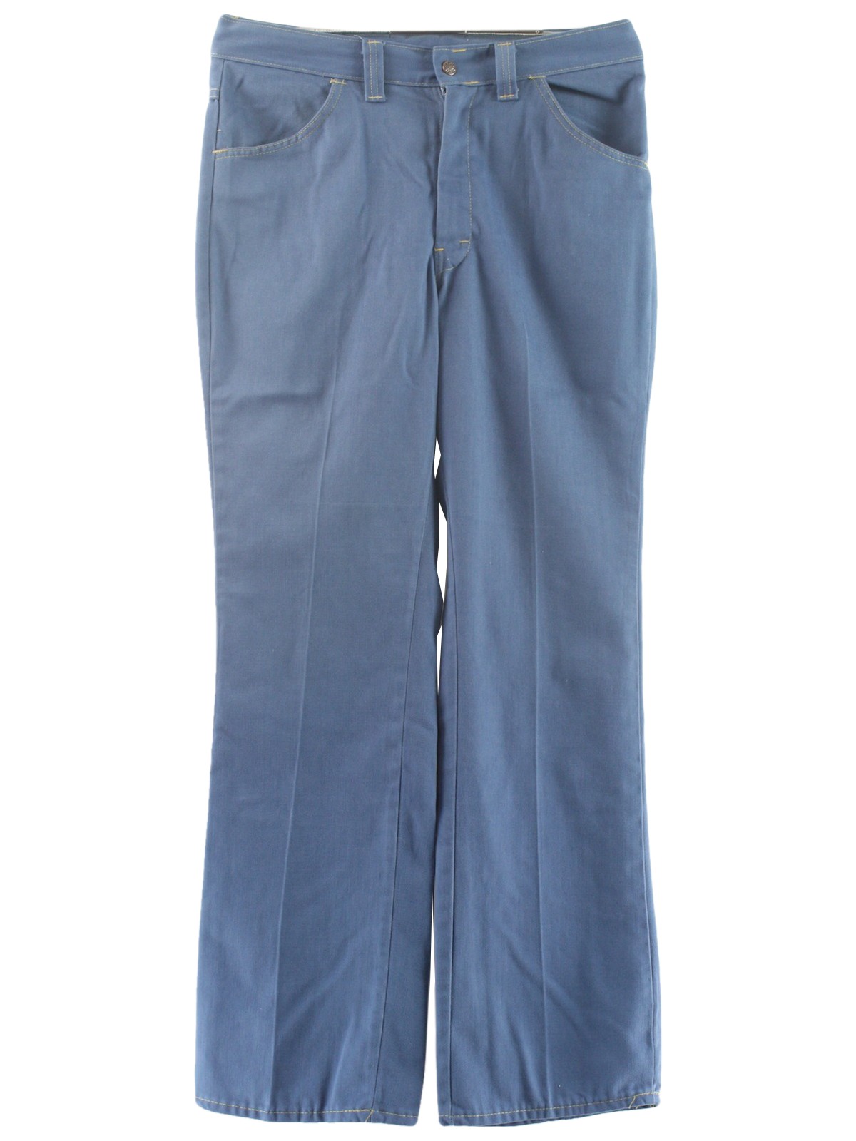 Vintage 1970's Pants: 70s -Missing Label- Mens blue solid colored super ...