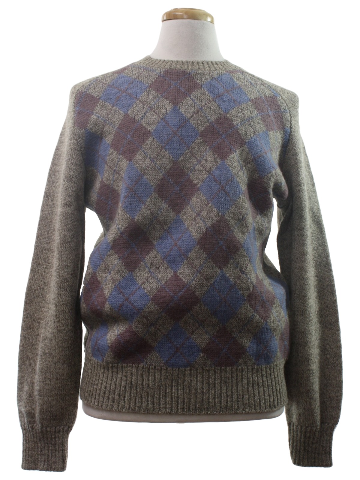 Vintage 1980's Sweater: 80s -Alps- Mens heathered brown and white ...