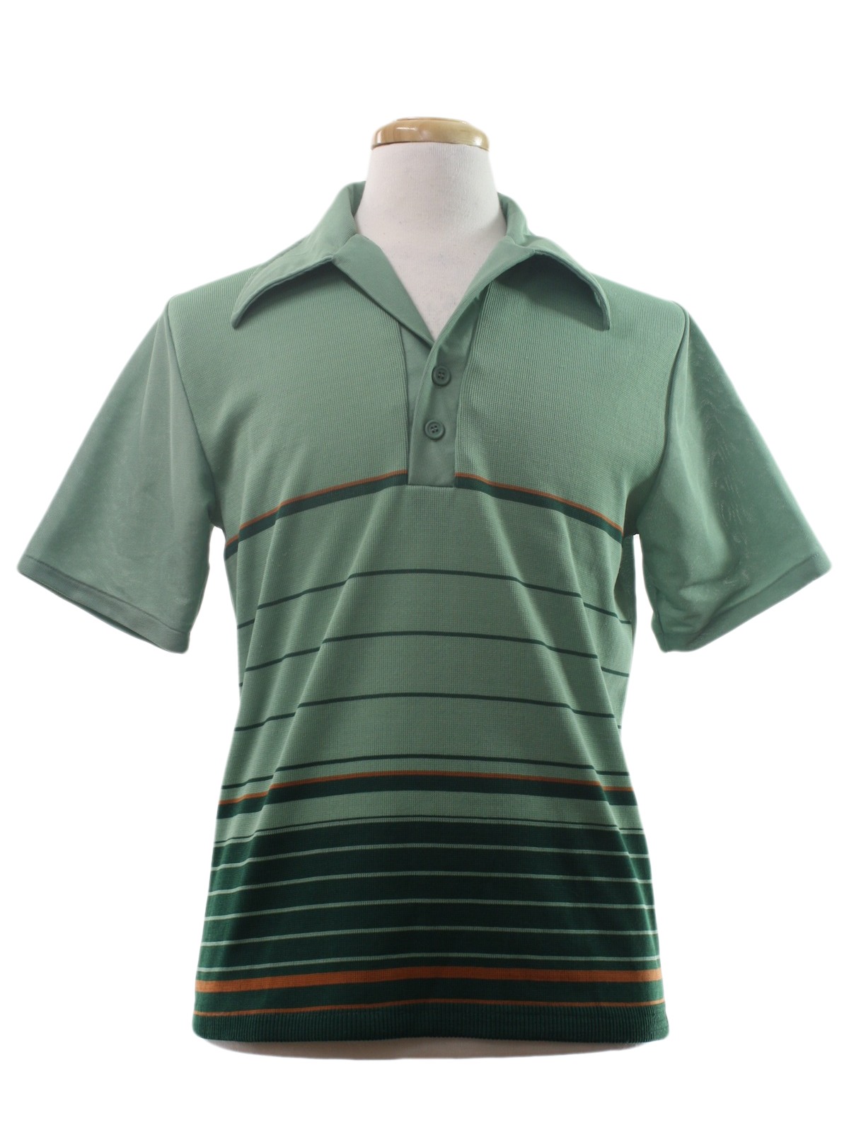 Retro 70s Knit Shirt (K) : 70s -K-Mart- Mens light moss, forest green ...