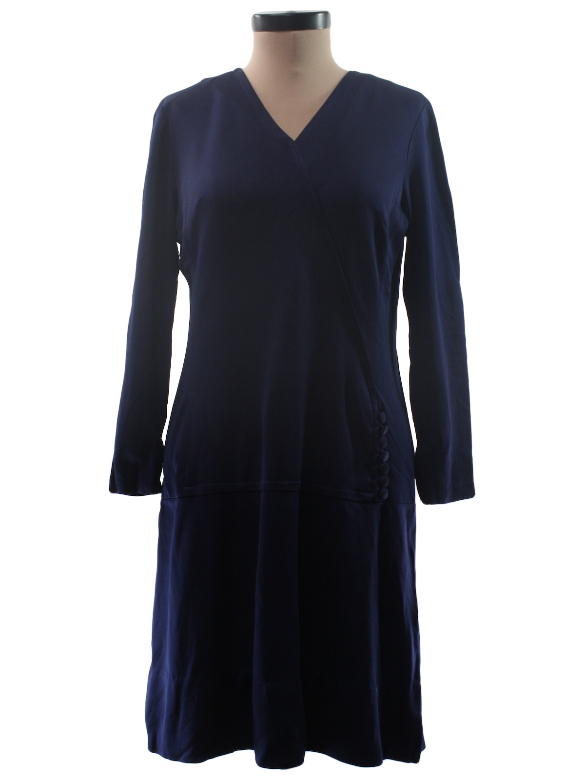 60s Dress (Union label): 60s -Union label- Womens navy blue slinky ...