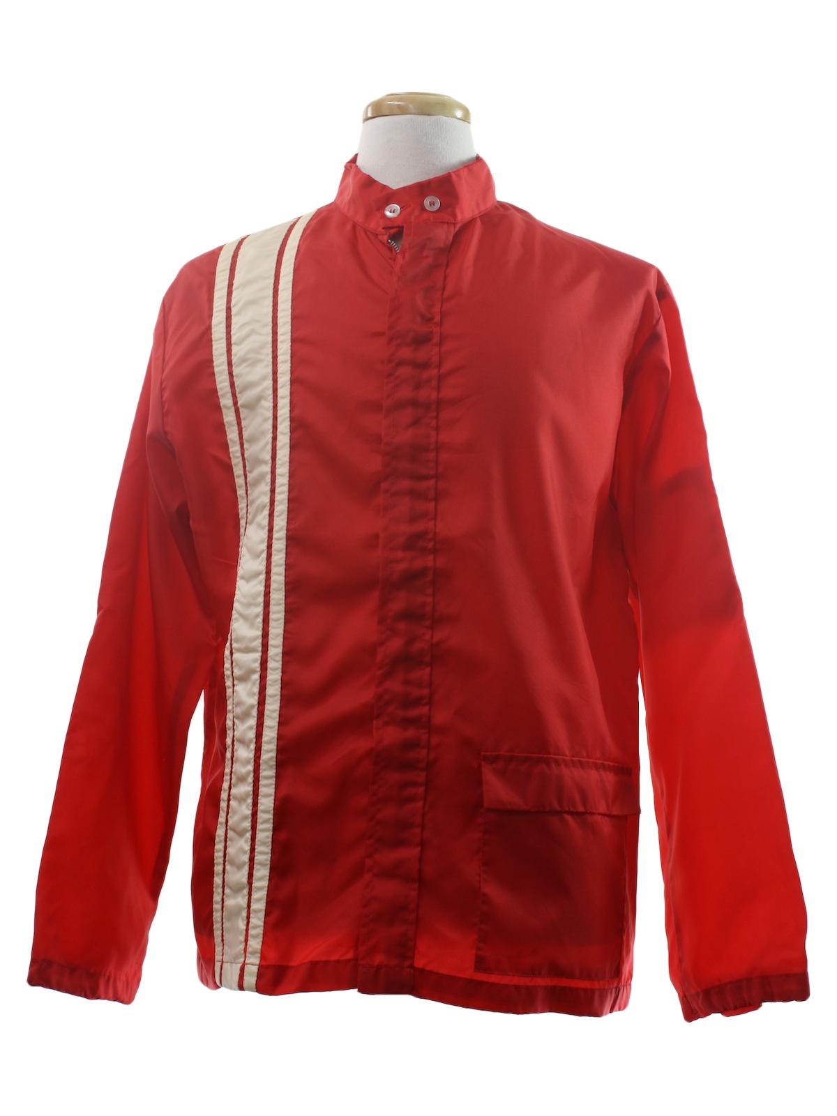 Seventies Vintage Jacket: 70s -Swingster- Mens red and white nylon ...