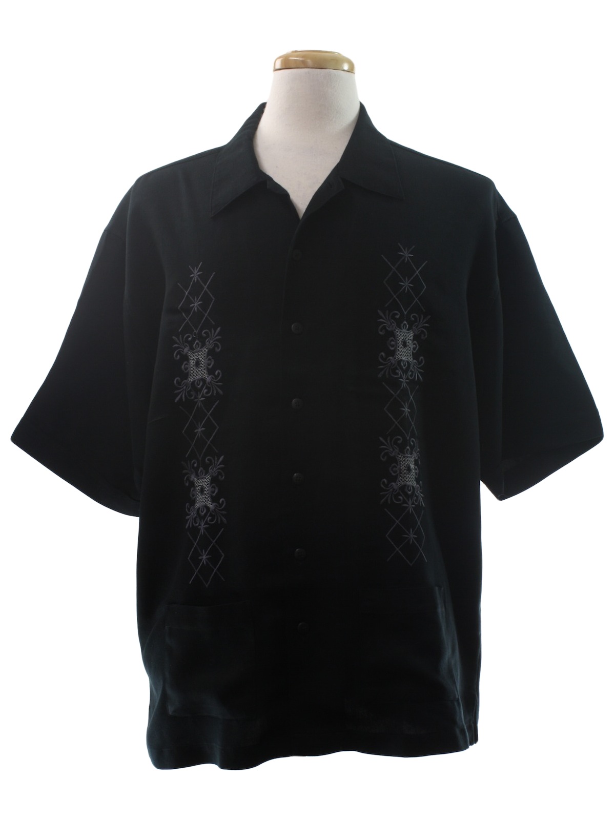 Vintage 1980's Guayabera Shirt: 80s -Cubavera- Mens black background ...