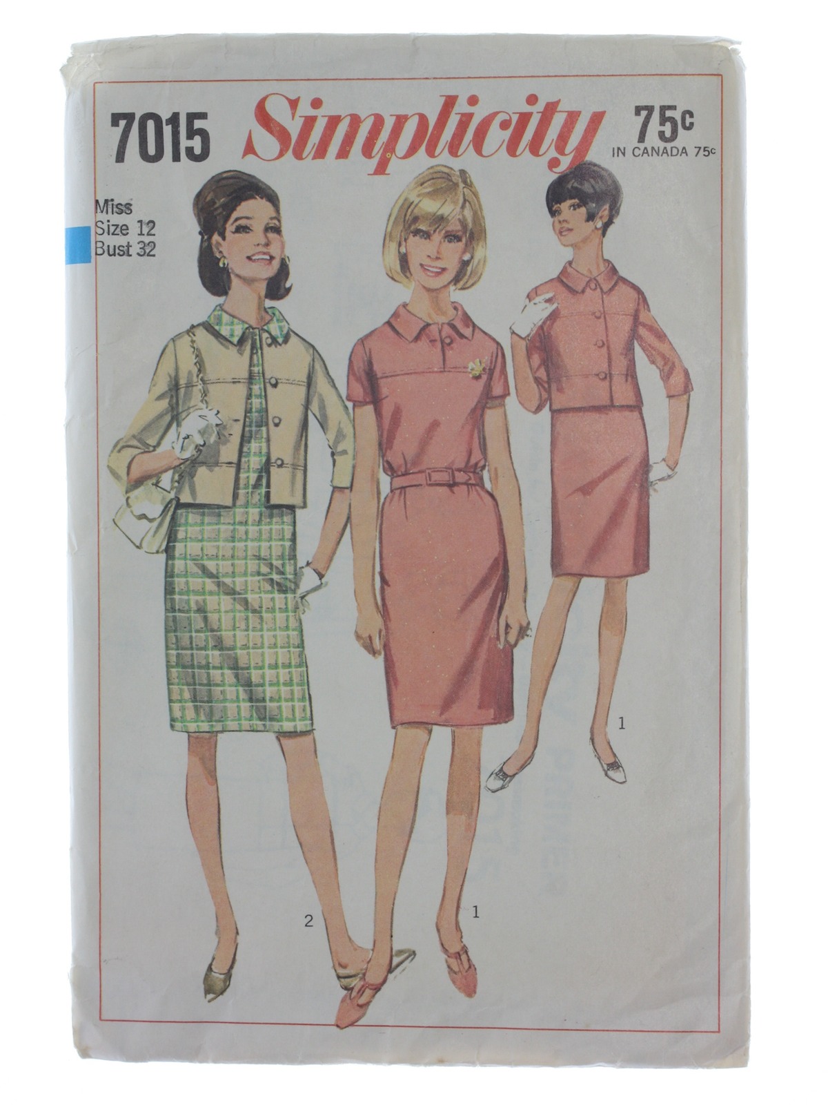 Simplicity Pattern No 7015 60 S Vintage Sewing Pattern 1967 Simplicity Pattern No 7015 Womens One Piece Dress And Jacket The Slim Dress Has Yoke With Front Button Closing Collar Back Zipper Short