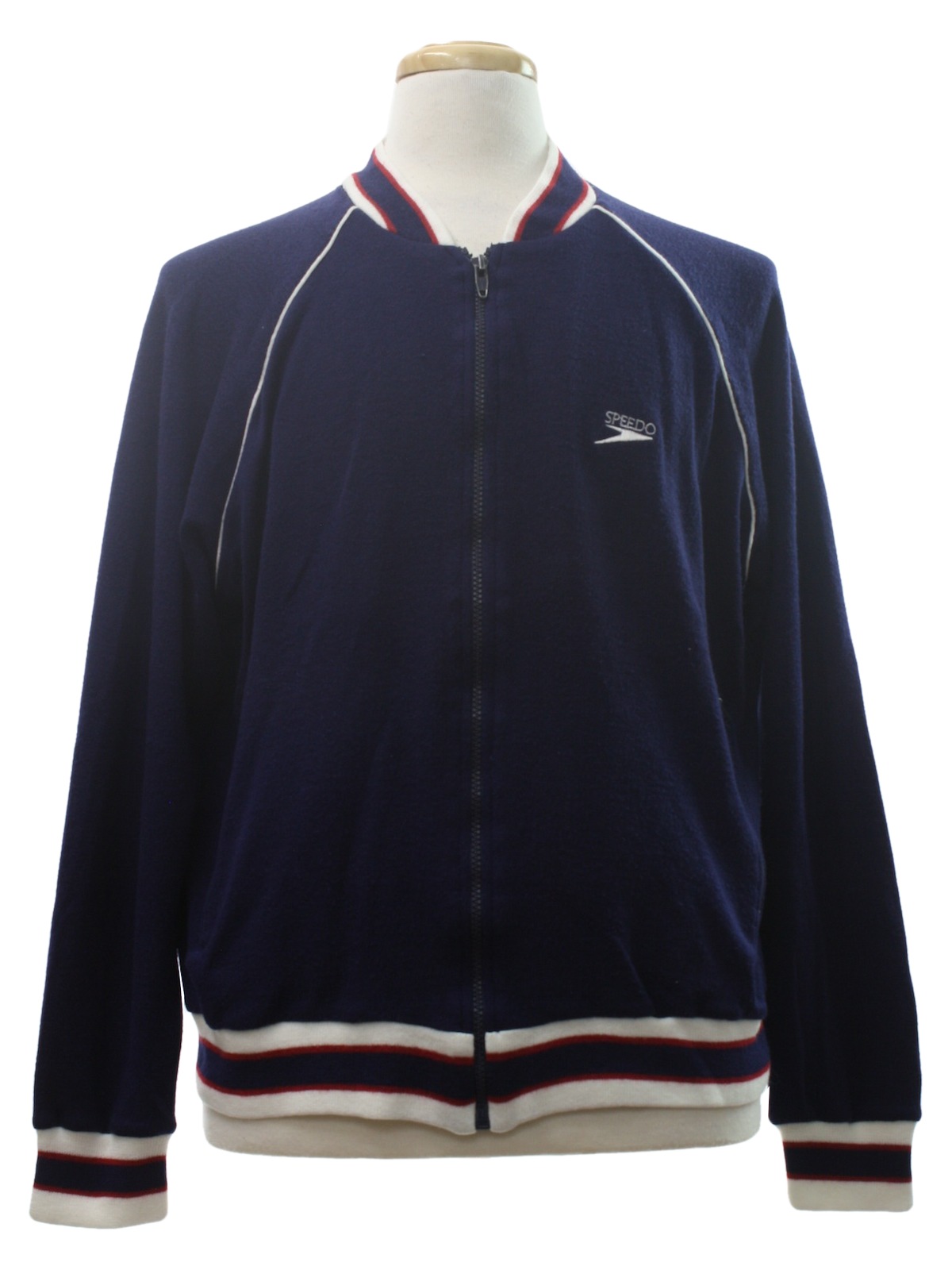 Vintage 1980's Jacket: 80s -Speedo- Mens navy background acrylic ...
