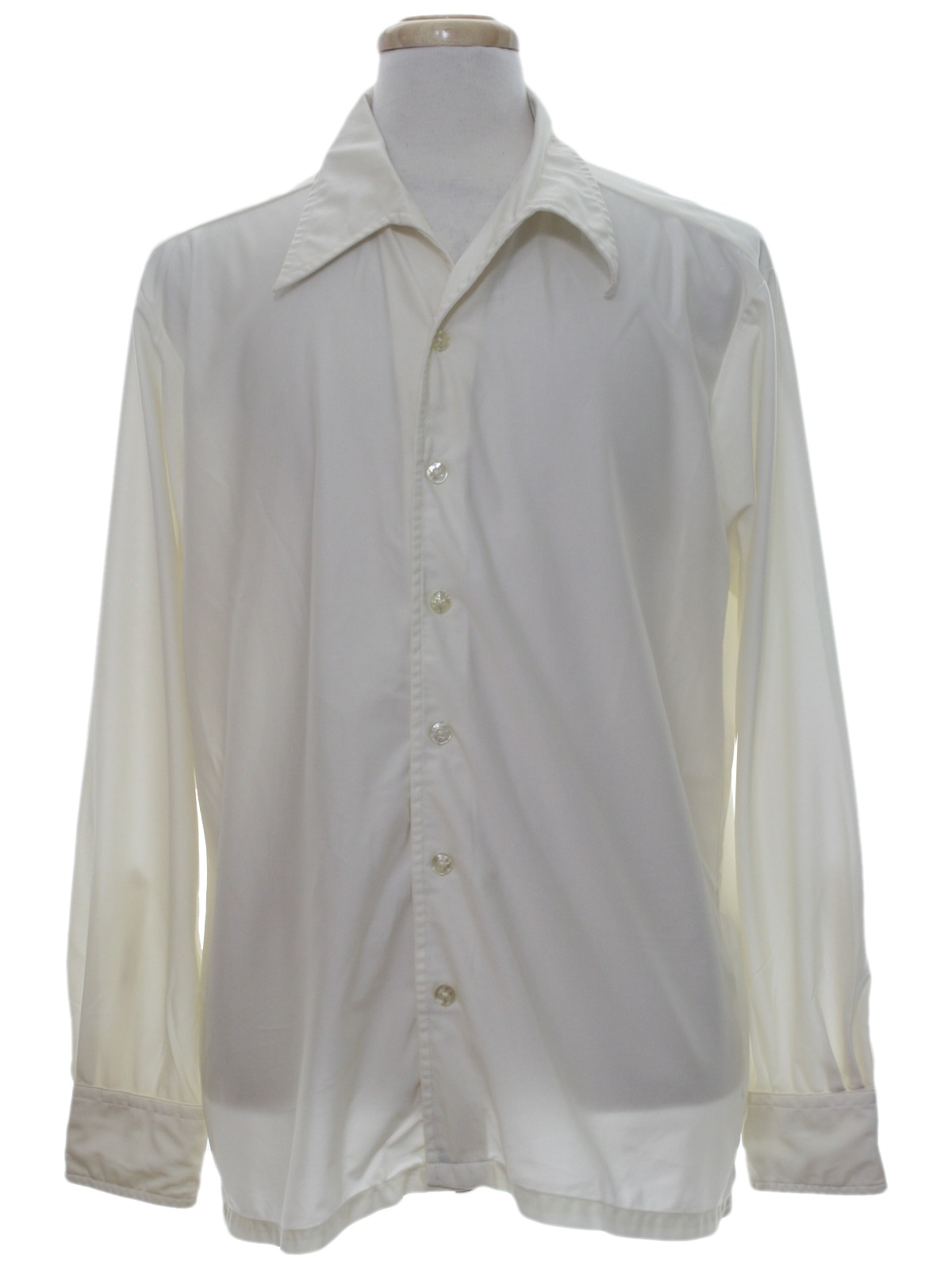 1970's Retro Disco Shirt: 70s -Countess Mara- Mens ivory sheeny and ...