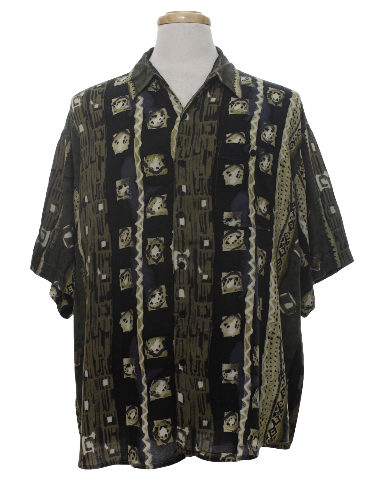 1990's Retro Shirt: 90s -Untied- Mens black background with ivory, dark ...
