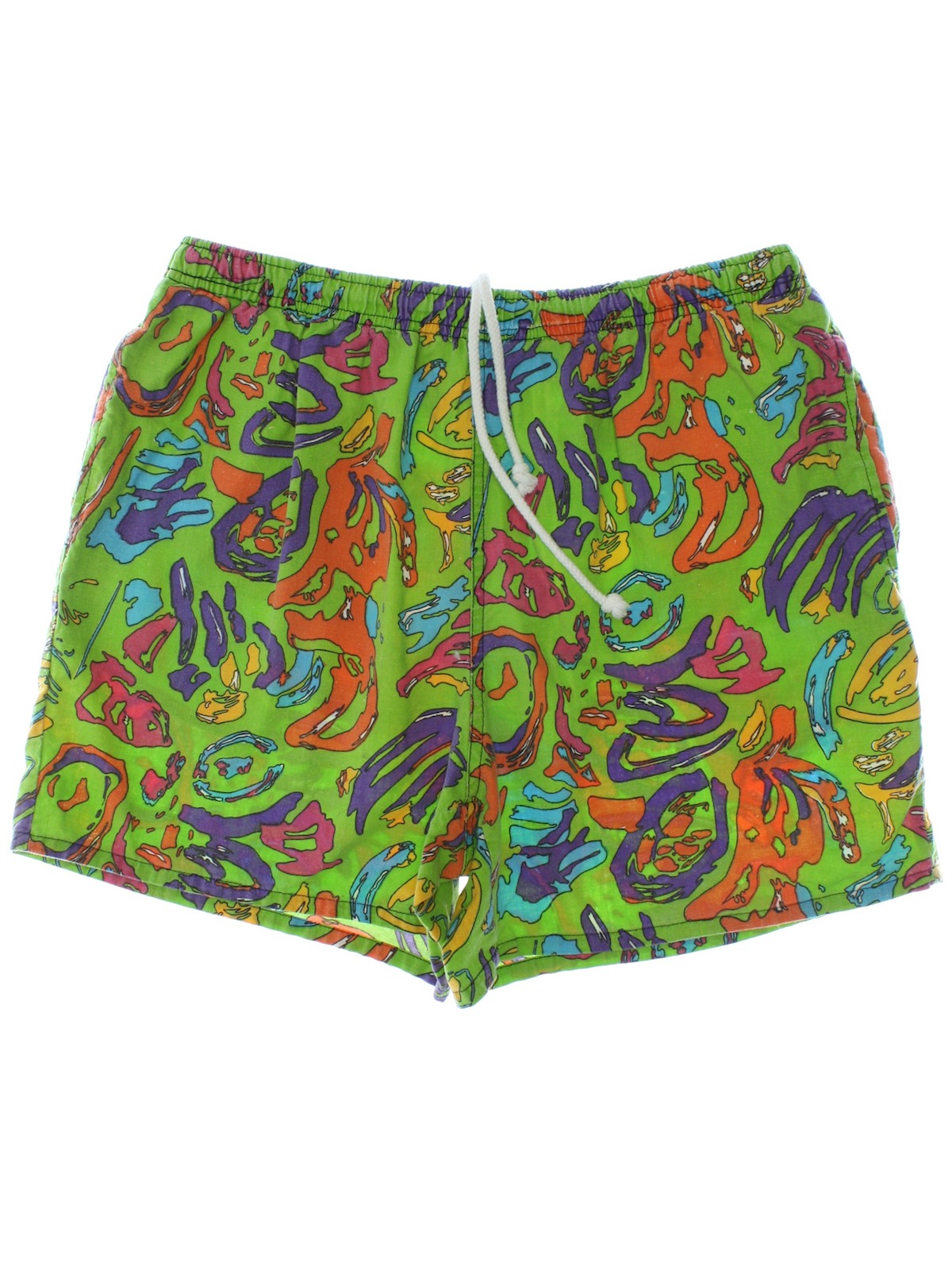 Retro 1980s Swimsuit/Swimwear: 80s -Trend Basics- Mens neon green ...