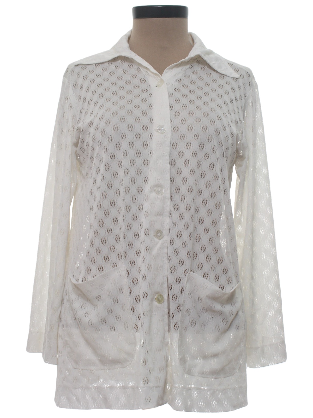 no label 1970s Vintage Shirt: 70s -no label- Womens white background ...