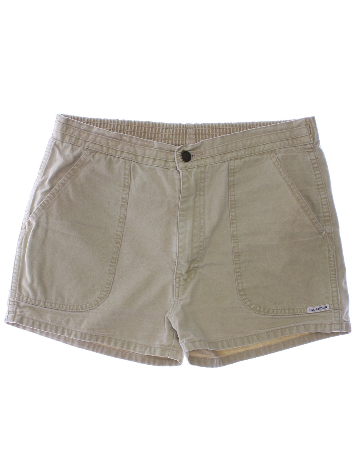70s Retro Shorts: 70s -Islander- Mens tan background thick cotton three ...