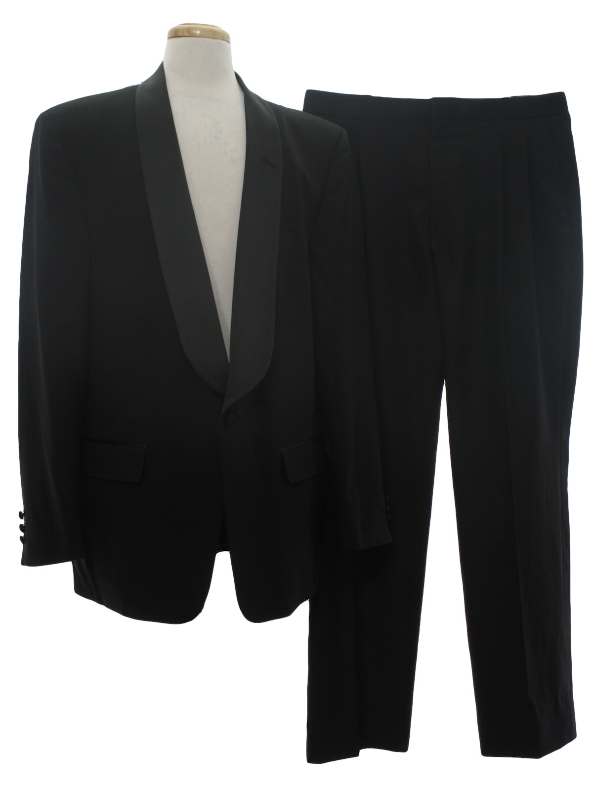 80s Retro Suit: 80s -Bill Blass- Mens two piece tuxedo suit with black ...