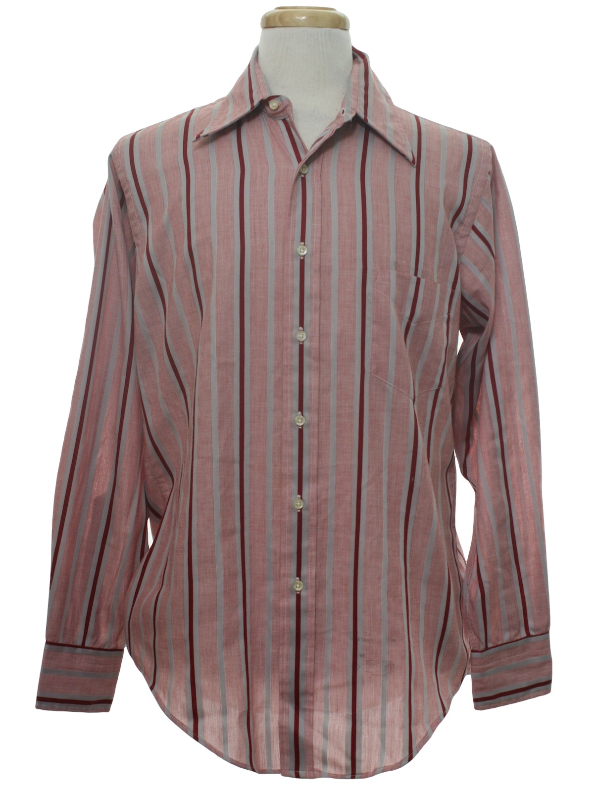 Retro 1970s Shirt: 70s -Gant Shirt Makers- Mens shaded red and grey ...