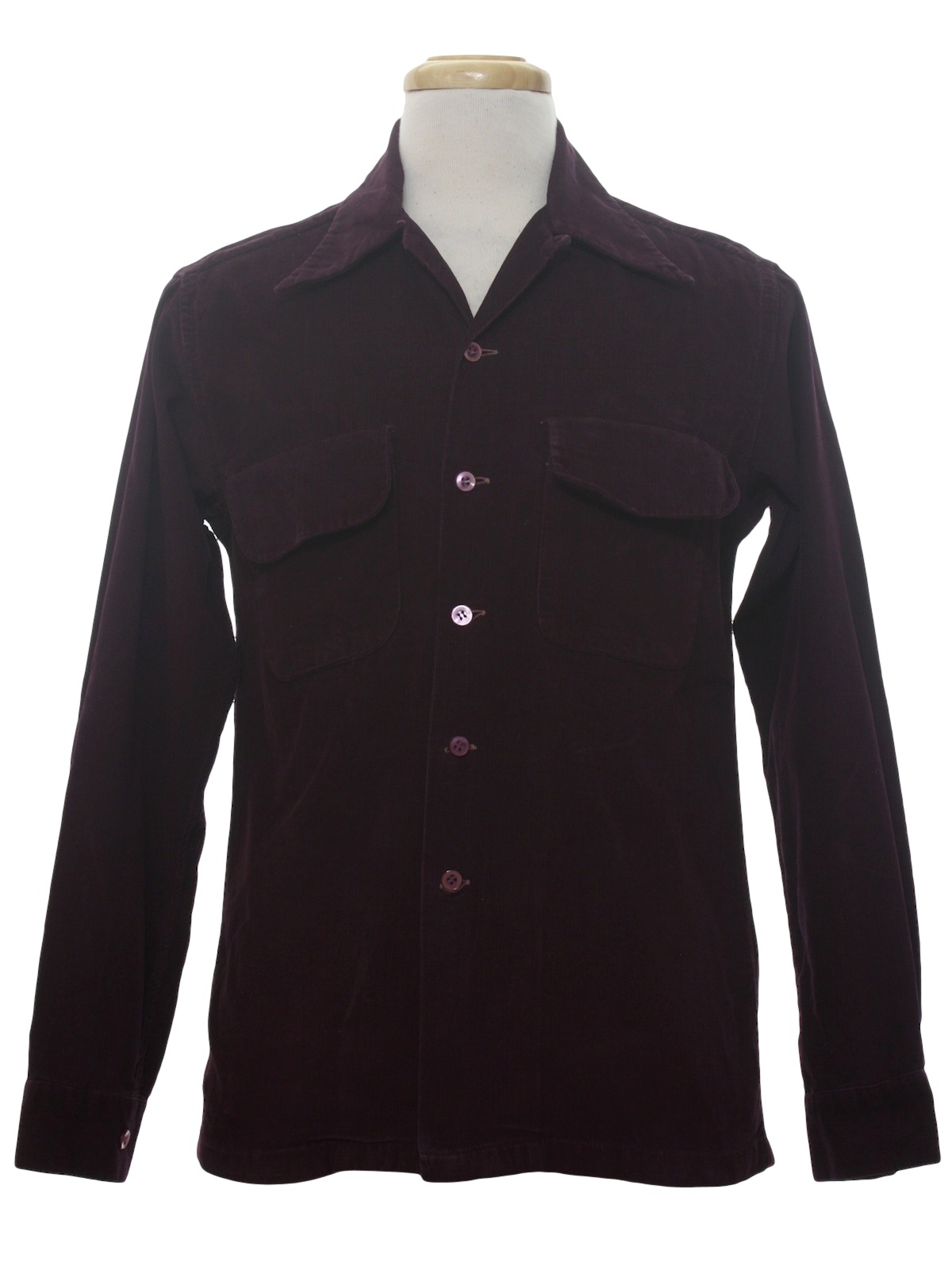 Vintage 1940's Shirt: Late 40s -Cisco Casuals- Mens burgundy cotton ...