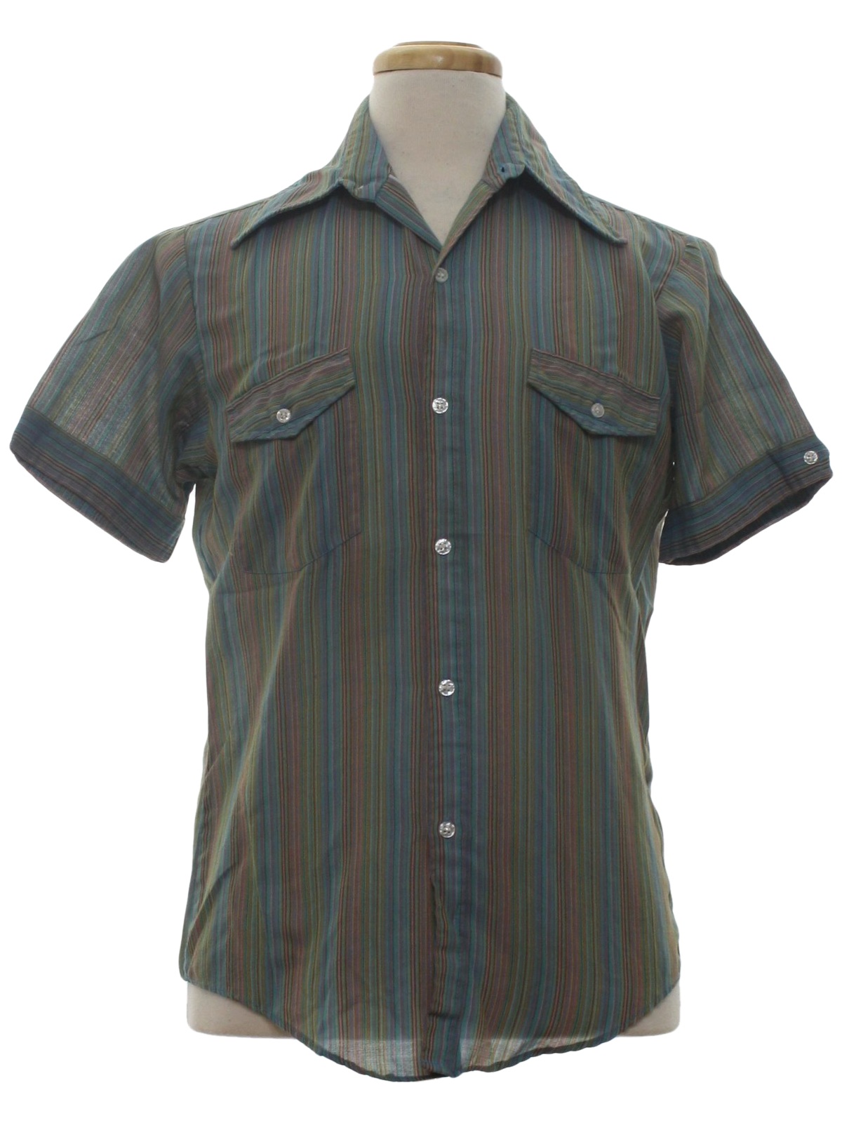 1960's Retro Shirt: 60s -Parliament- Mens shades of blue and green ...