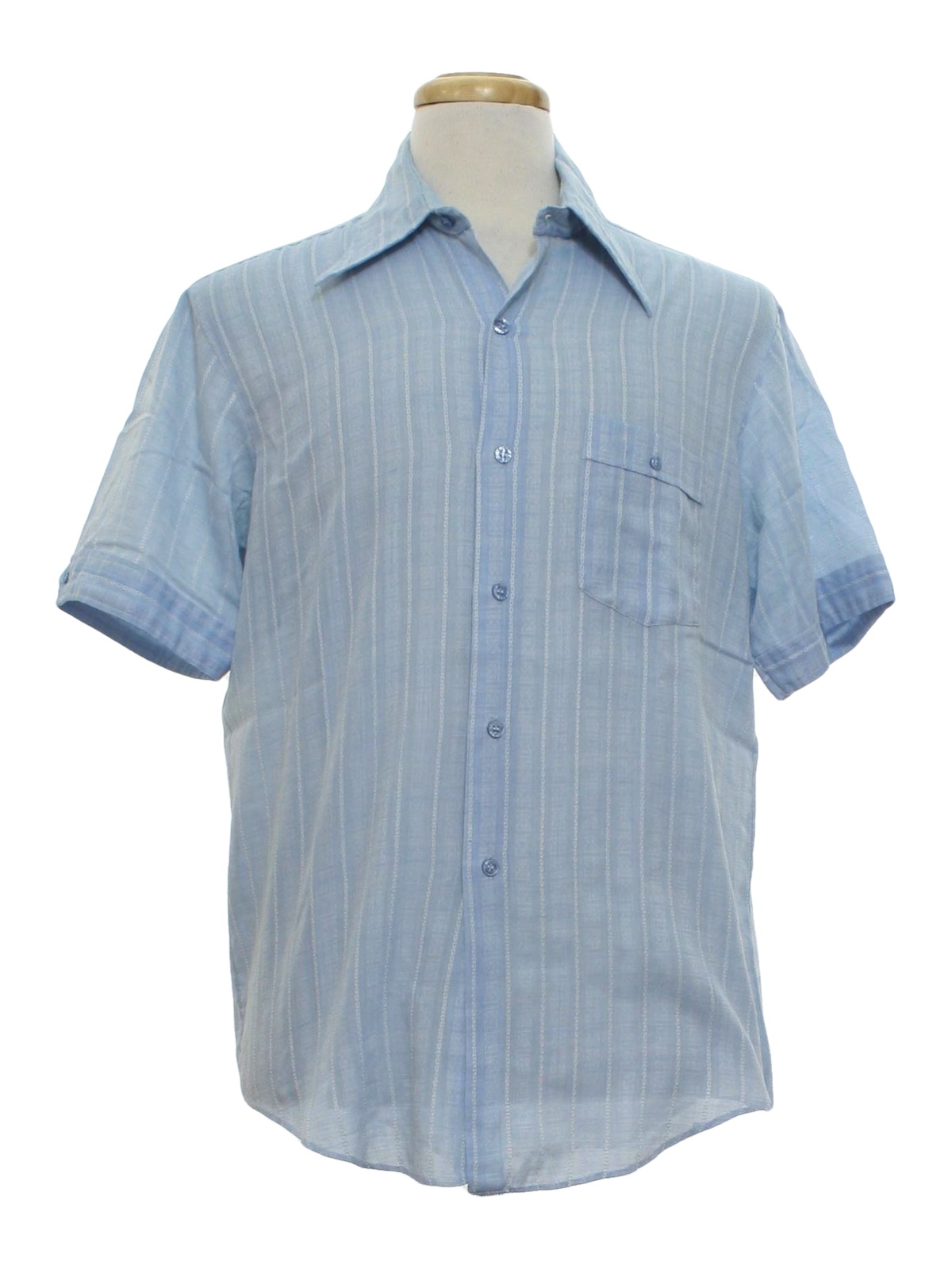 Vintage 70s Shirt: 70s -Cranbrook- Mens powder blue background ...