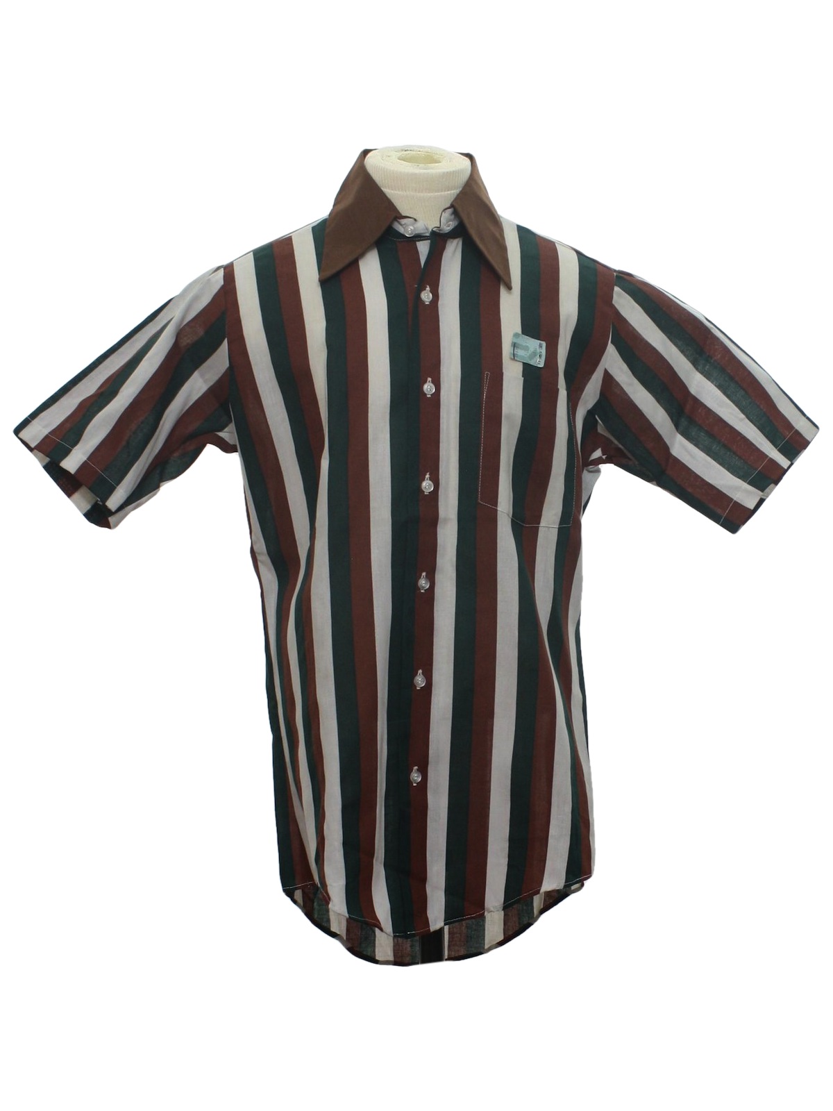 Vintage K Mart 70's Shirt: 70s -K Mart- Mens dark green, white and ...