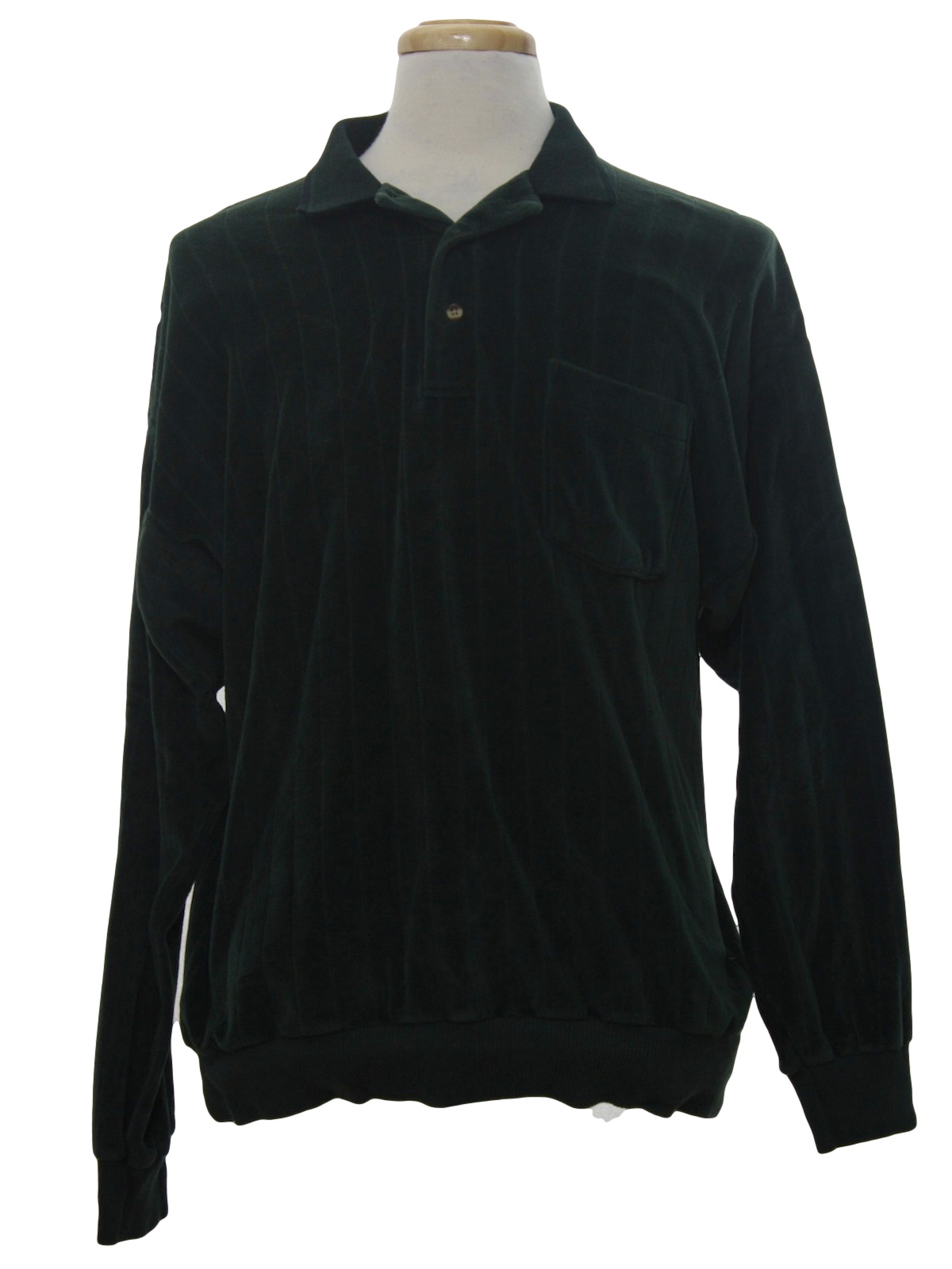 Retro 1980's Velour Shirt (Brett) : 80s -Brett- Mens deep forest green ...