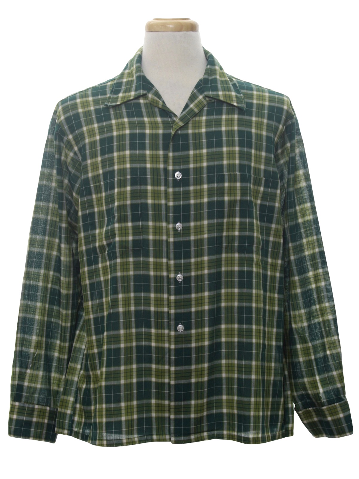 Fifties Vintage Shirt: Late 50s -towncraft- Mens shaded green and white ...