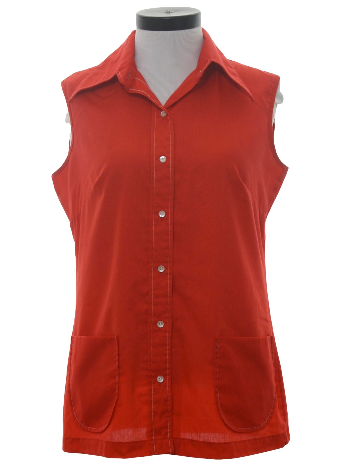 1970's Retro Shirt: 70s -no label- Womens red background polyester ...
