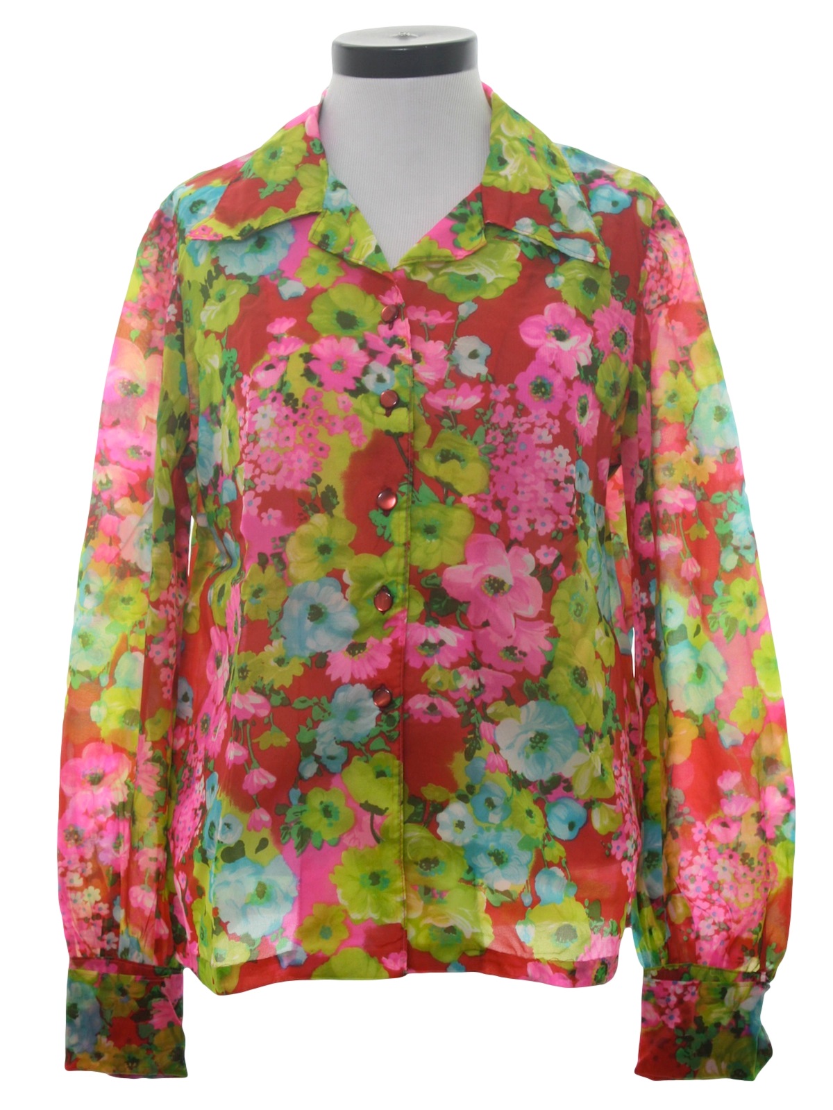 Vintage 70s Shirt: 70s -no label- Womens red background ...