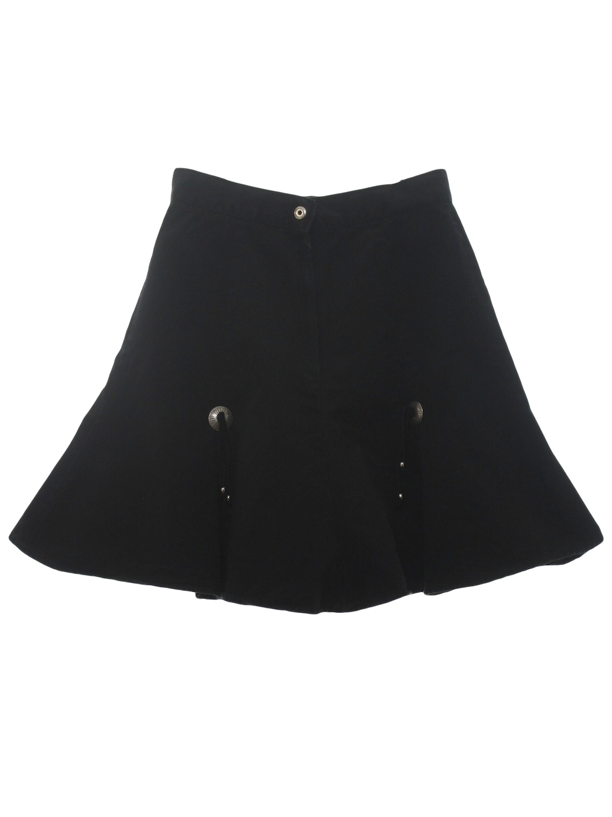 1980's Retro Mini Skirt: 80s -Circle T- Womens black cotton twill mini ...