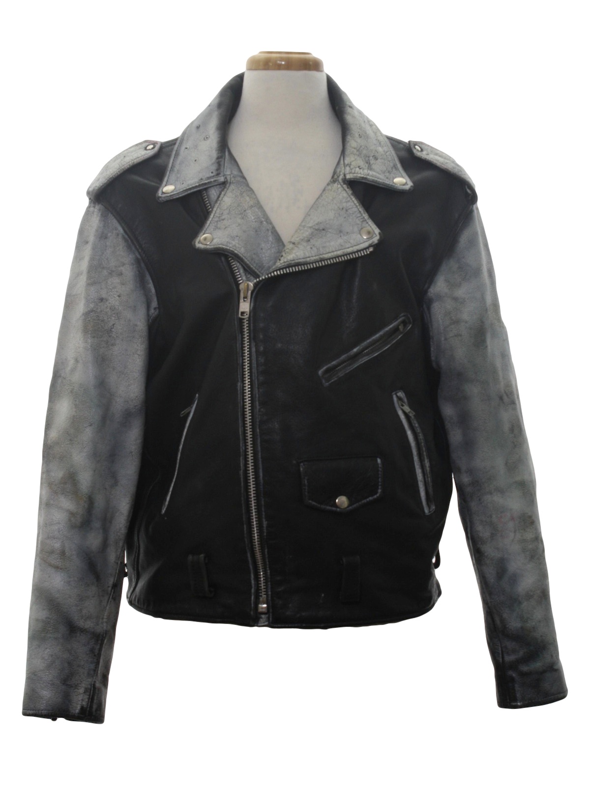 Retro 1980's Leather Jacket (Size Label Only) : 80s -Size Label Only ...