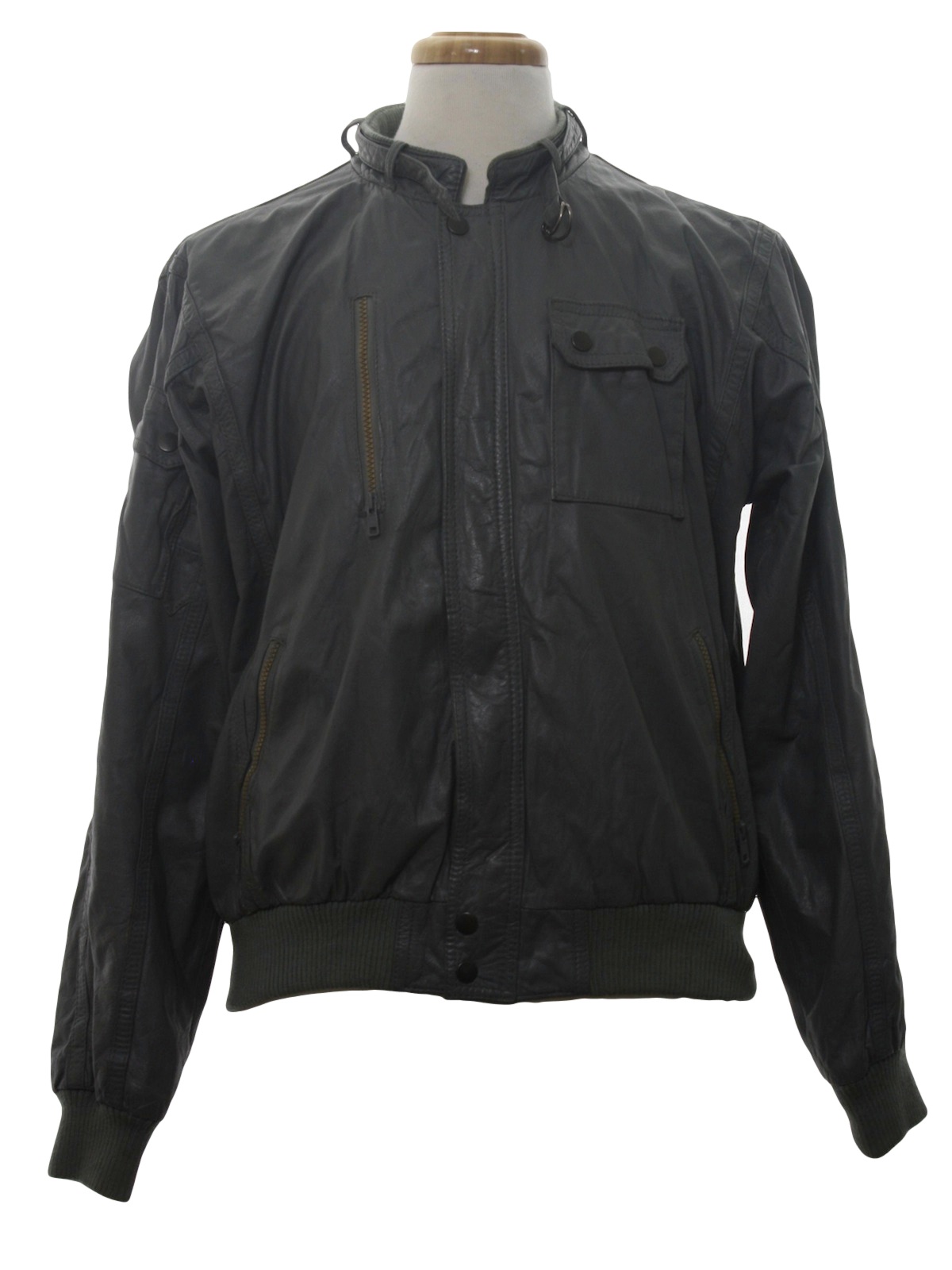 Wear Guard 1980s Vintage Leather Jacket: 80s -Wear Guard- Mens grey ...