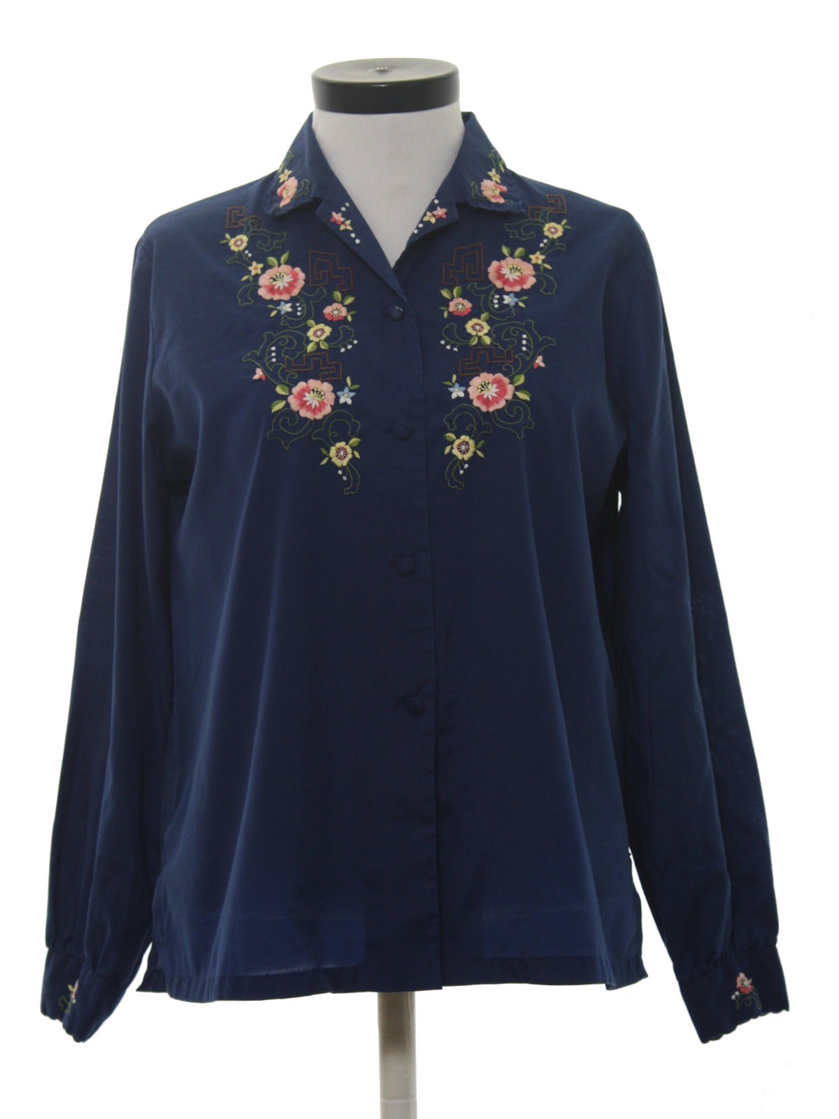 Vintage Daffodil 1980s Hippie Shirt: 80s -Daffodil- Womens navy blue ...