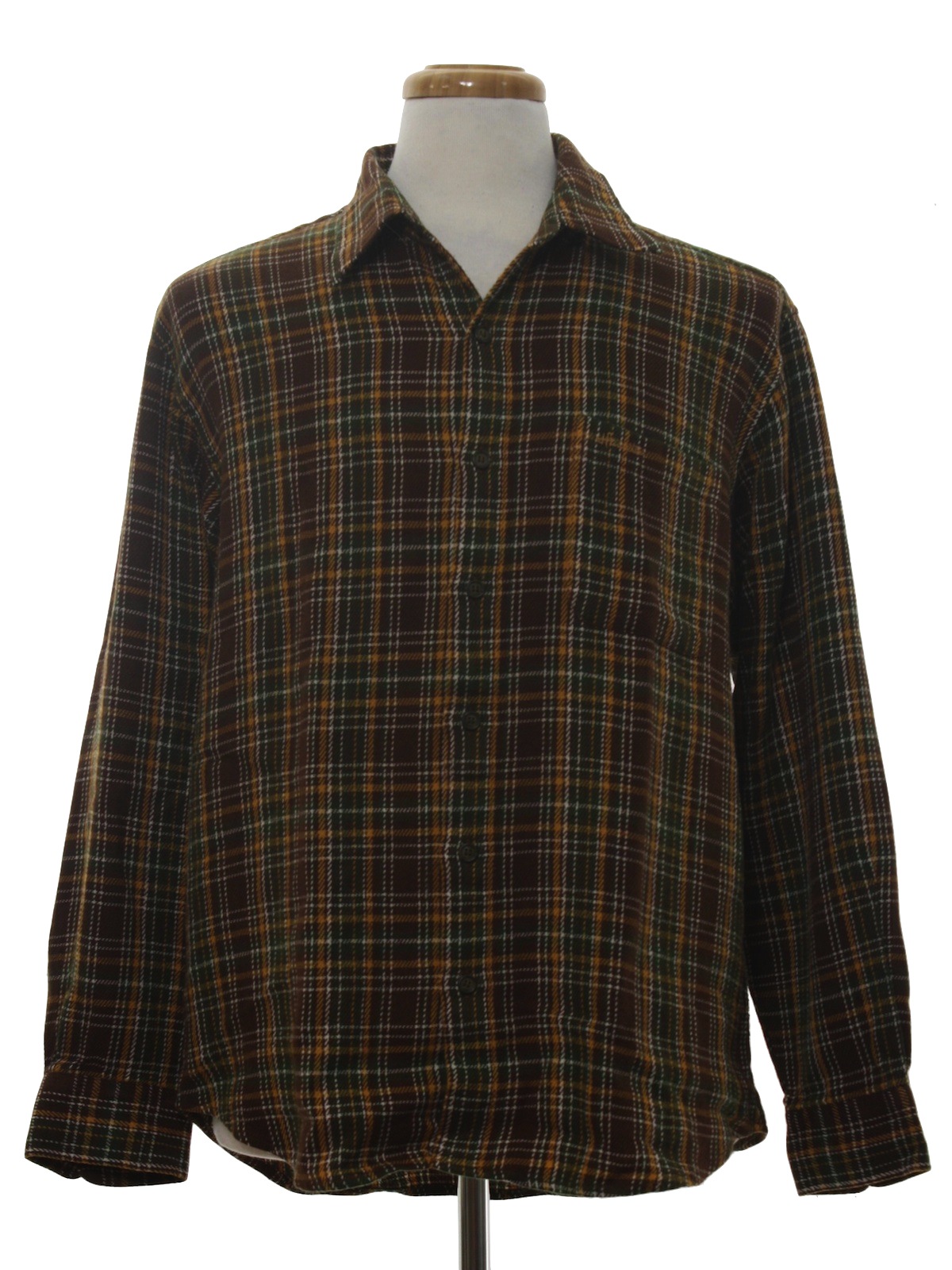 Retro 1970's Shirt: Late 70s or Early 80s -no label- Mens dark brown ...