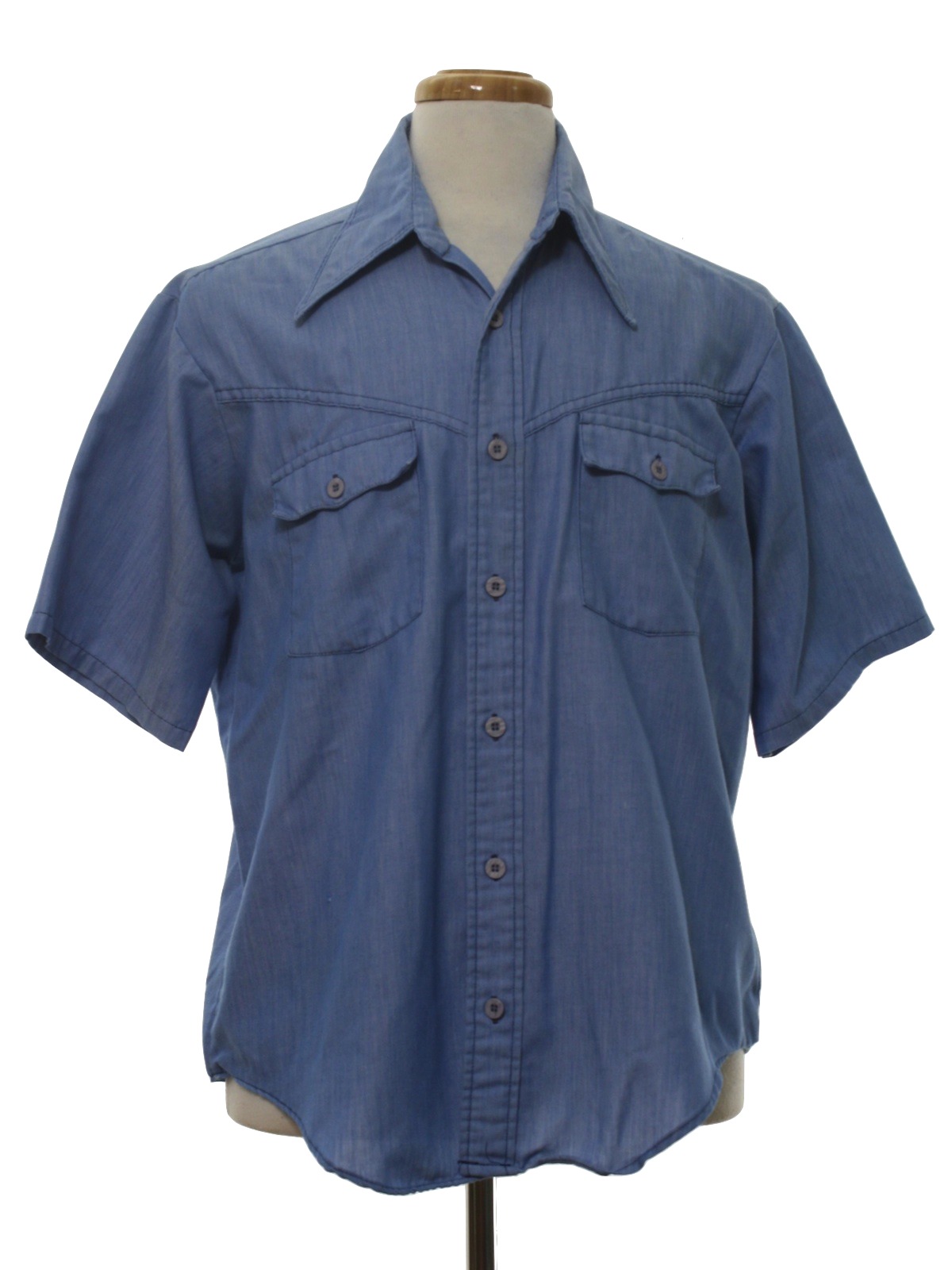 Retro 1970s Western Shirt: 70s -Dude- Mens light blue background ...