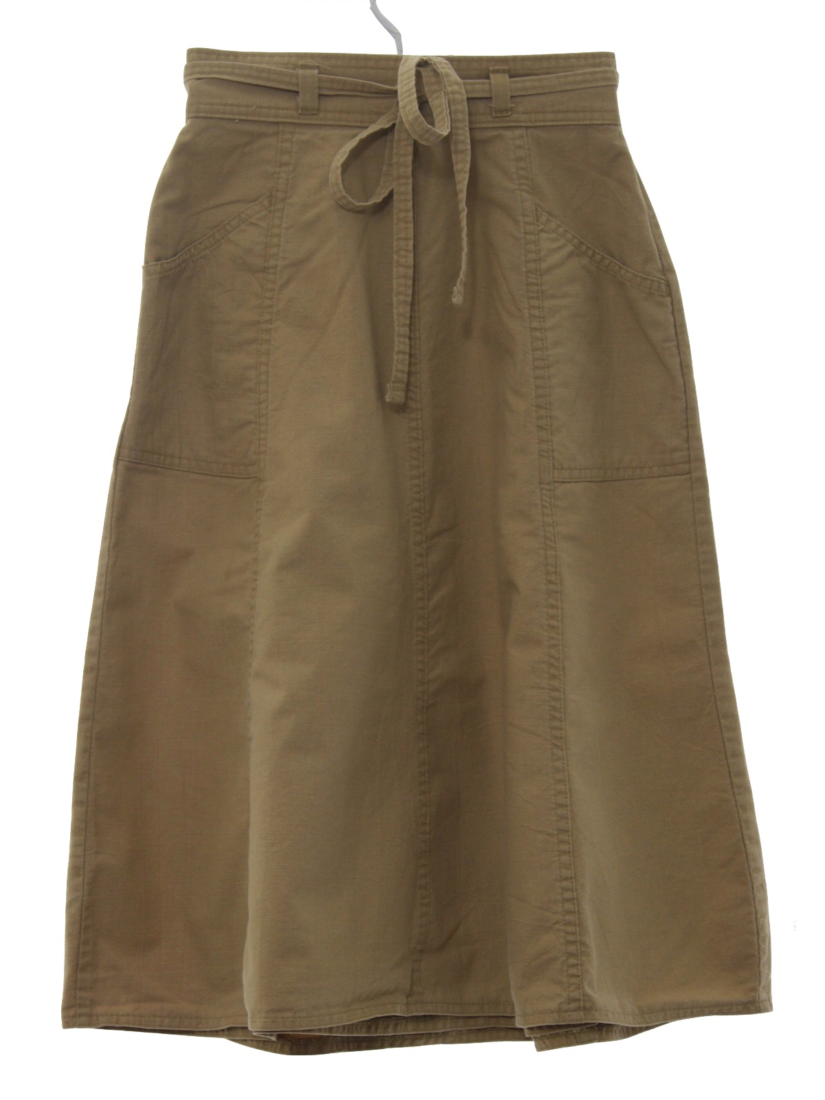 1980's Retro Skirt: 80s -Levis- Womens tan cotton mid length wrap skirt ...