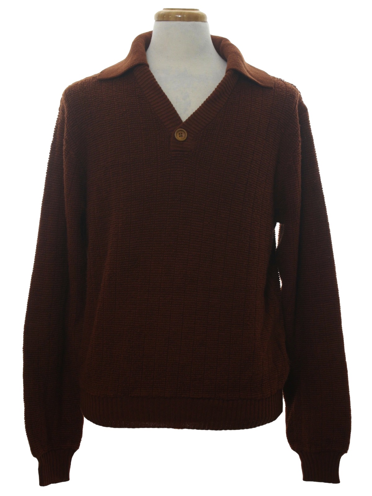 Vintage 1970's Sweater: 70s -JCPenney- Mens brown background acrylic ...