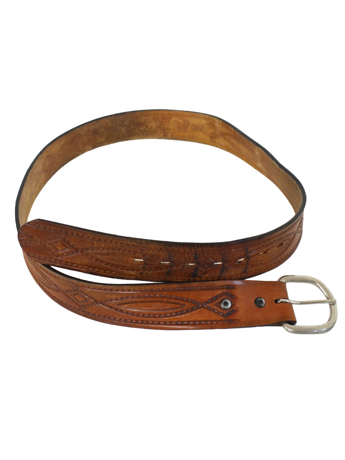 Seventies Missing mark Belt: 70s -Missing mark- Mens tan woven leather ...