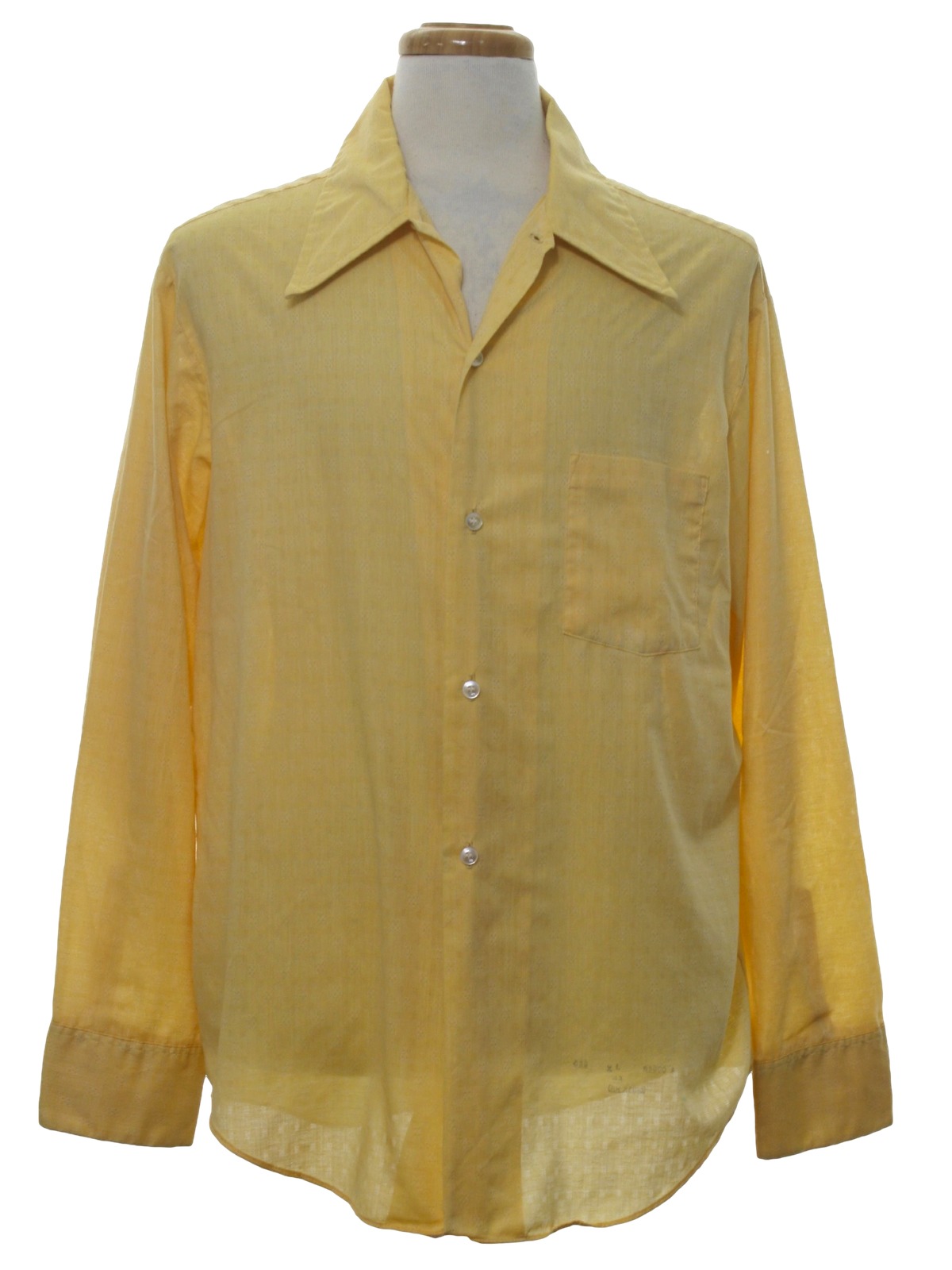 Retro 1970s Shirt: 70s -KMart- Mens yellow, blended cotton, longsleeve ...