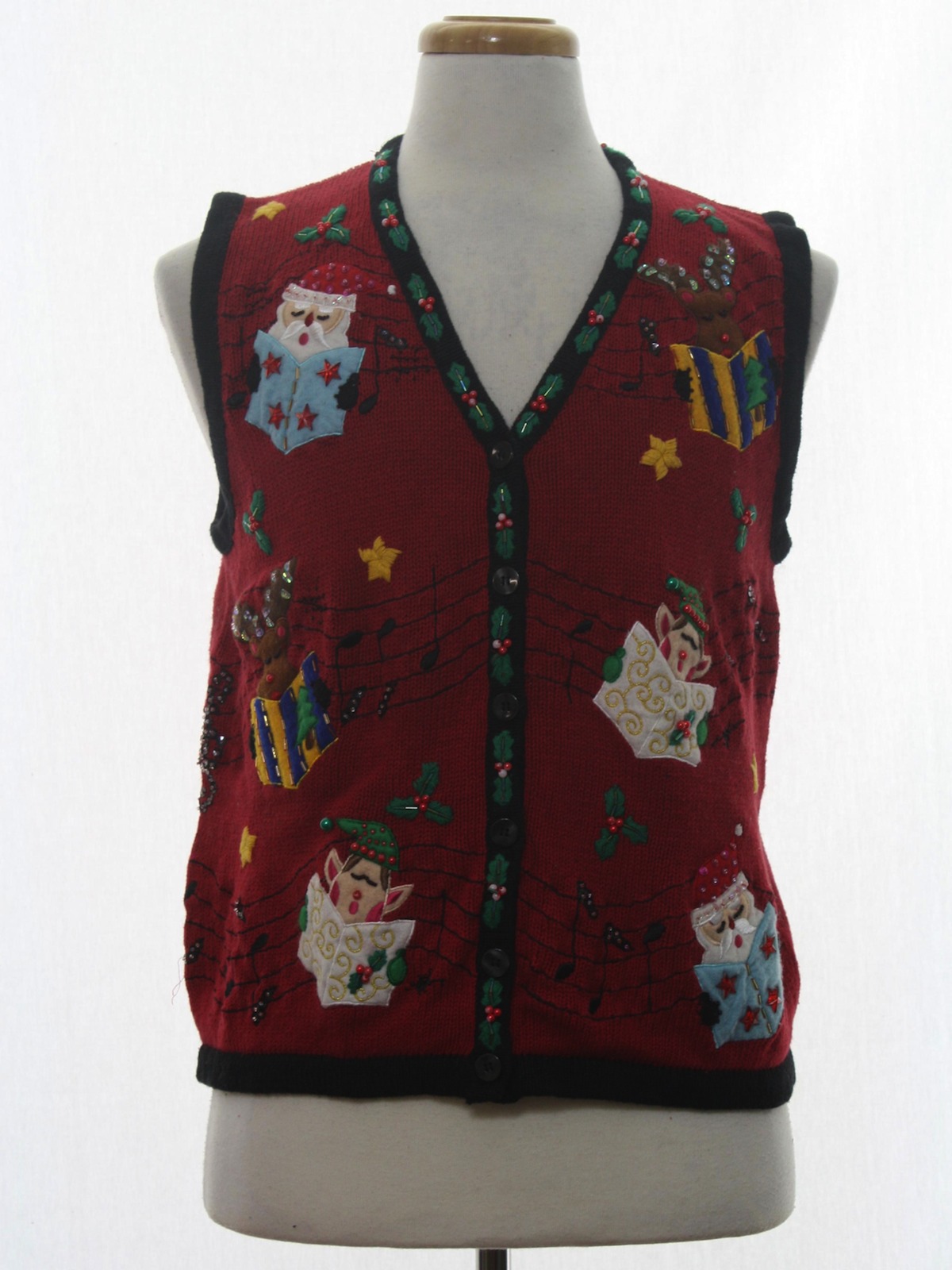 Womens Ugly Christmas Sweater Vest: -Bobbie Brooks- Womens holiday red ...